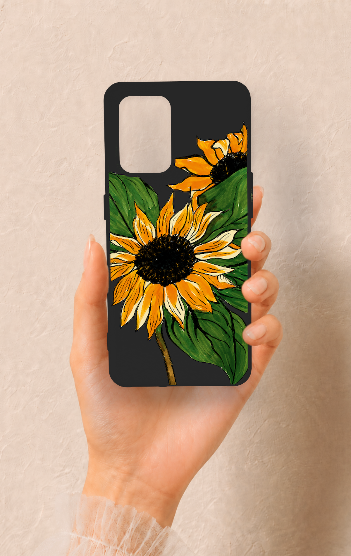 Oppo-A74 Uyumlu Ay Çiçeği Desenli Silikon Kılıf