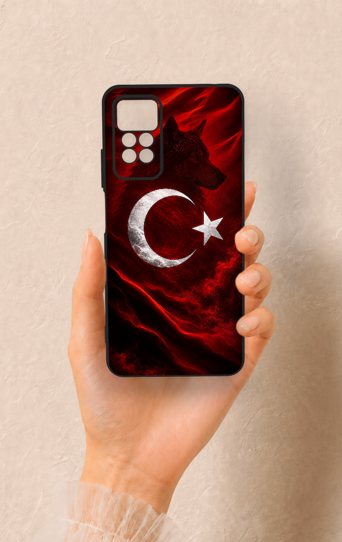 Redmi Note 11 Pro 4G Uyumlu Kurt Türk Bayrağı Desenli Silikon Kılıf