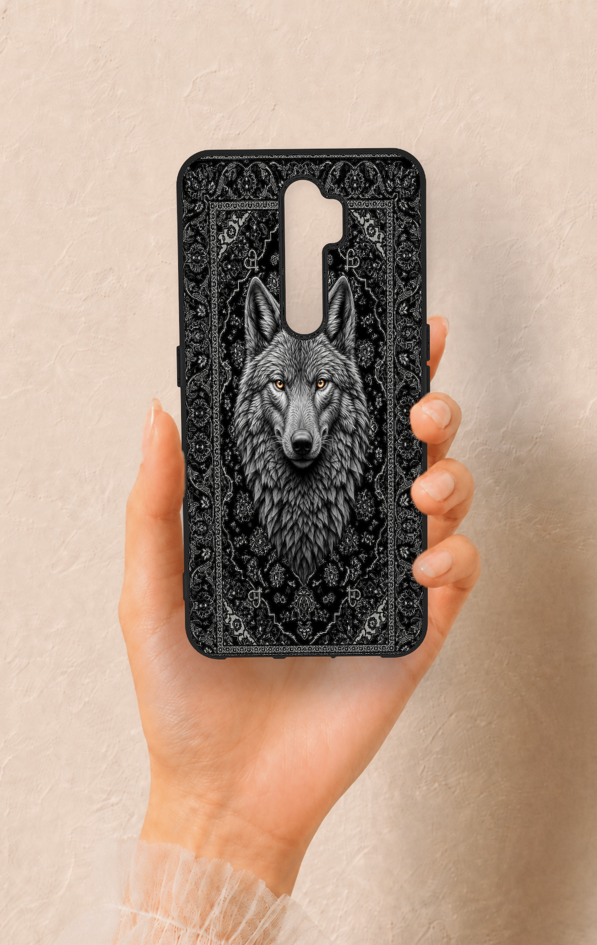 Oppo A5 2020 Uyumlu Etnik Kurt Desenli Silikon Kılıf