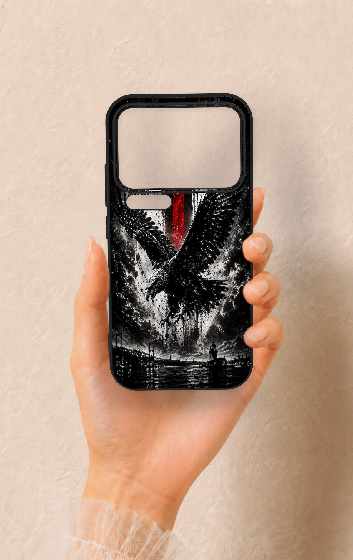 Xiaomi Mi 17 Pro 5G Uyumlu Kara Kartal Desenli Silikon Kılıf