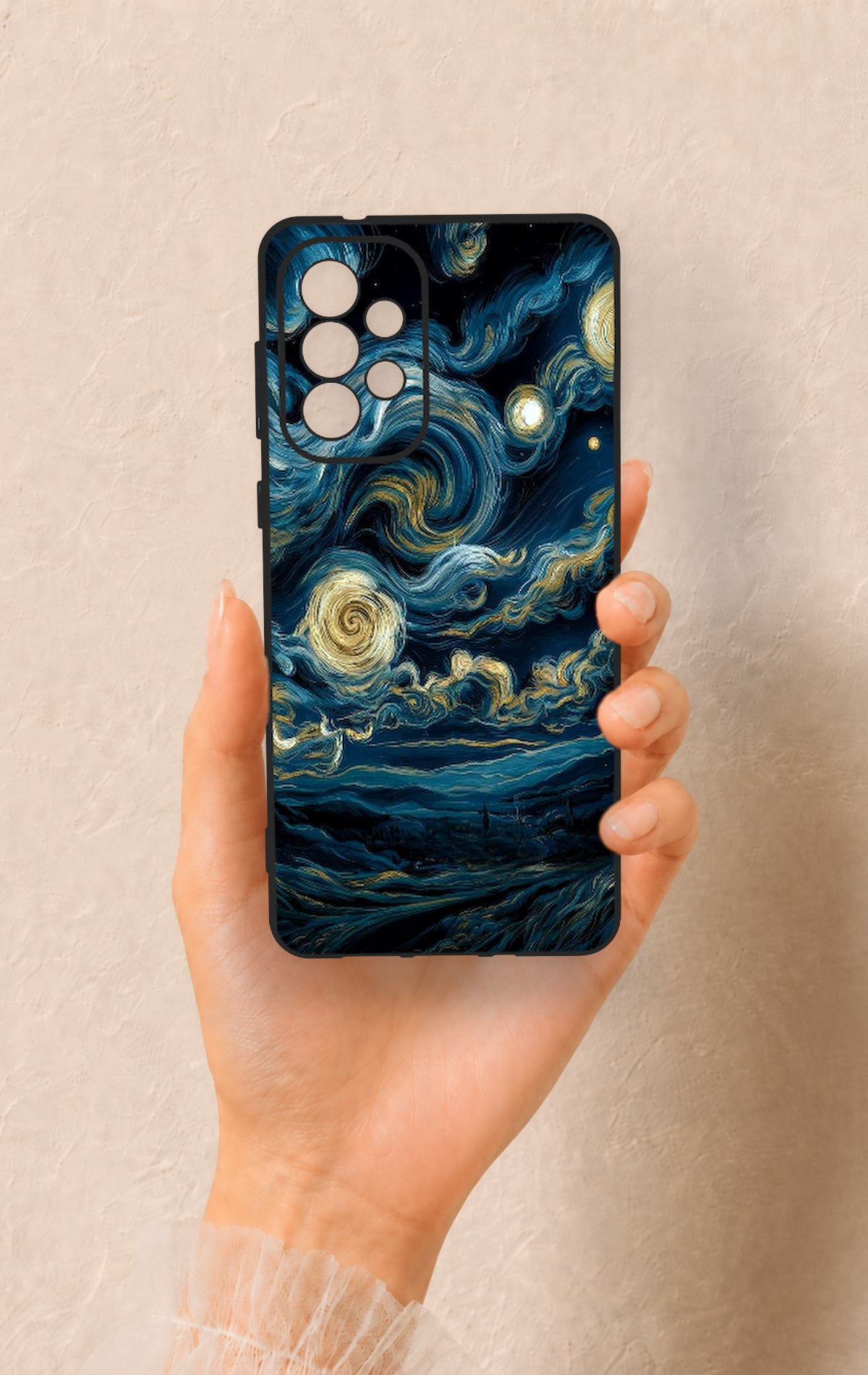 Samsung-A73 Uyumlu Yıldızlı Gece Desenli Silikon Kılıf