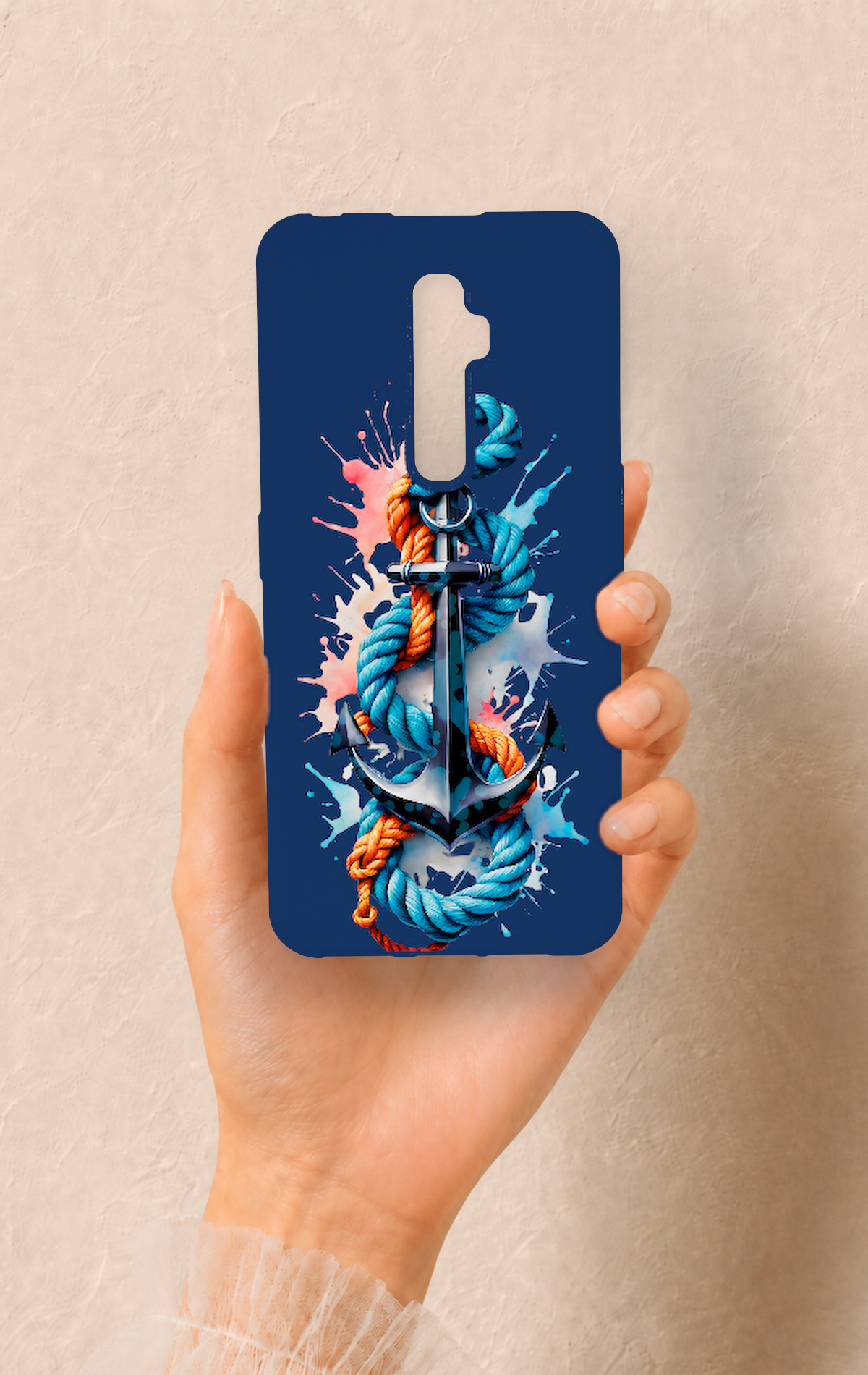 Oppo Reno 2Z Uyumlu Anchor Desenli Silikon Kılıf