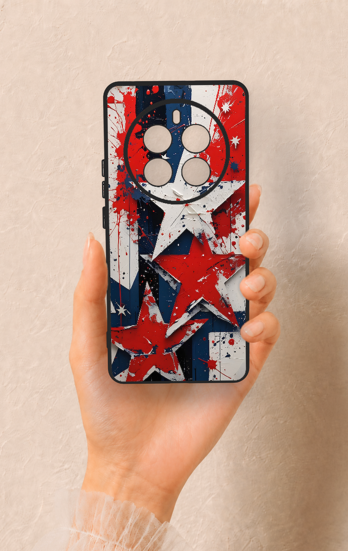 Realme 12 Pro Uyumlu Star Flag Desenli Silikon Kılıf