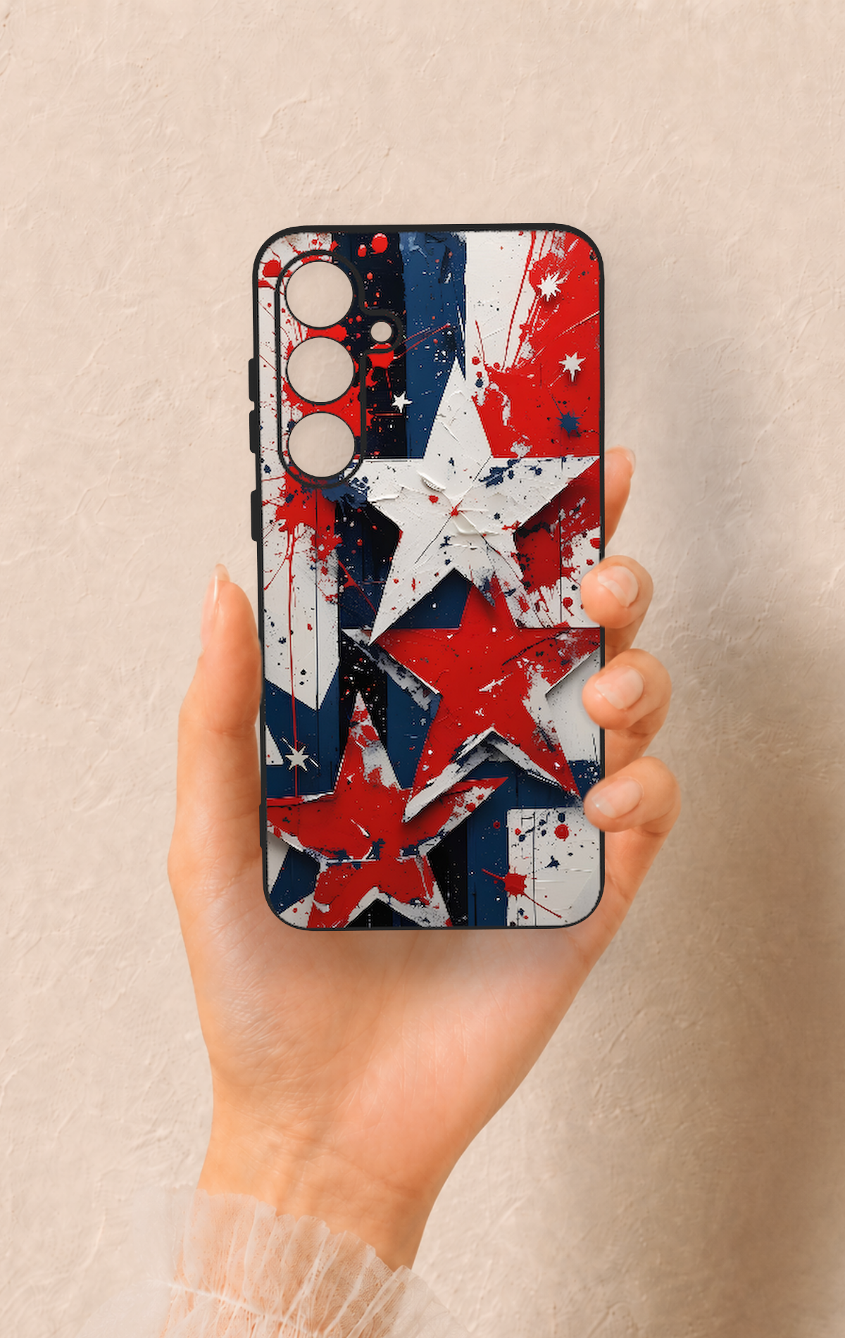 Samsung S24Fe Uyumlu Star Flag Desenli Silikon Kılıf