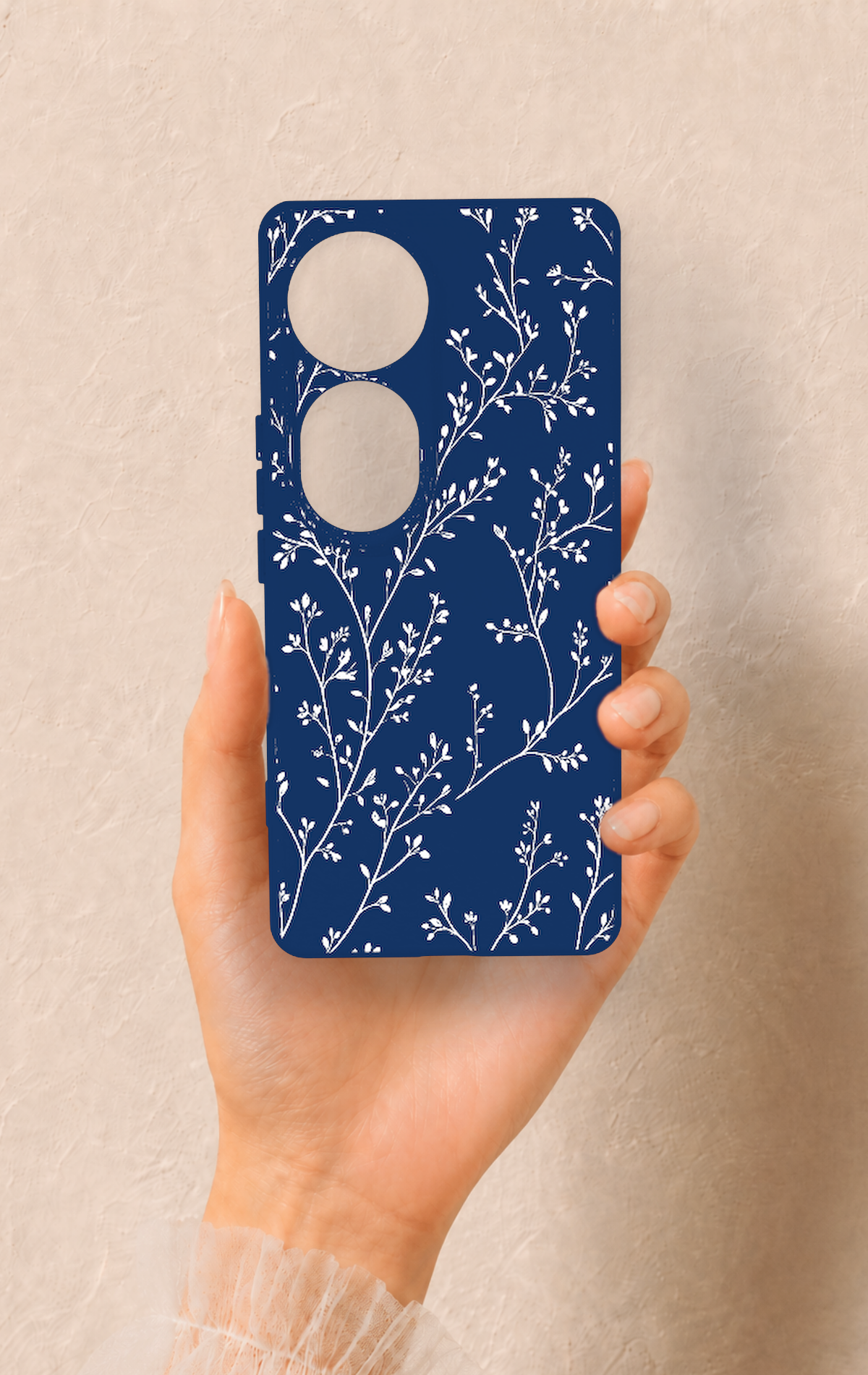 Vivo V40 Uyumlu İnce Yaprak Dalı Desenli Silikon Kılıf
