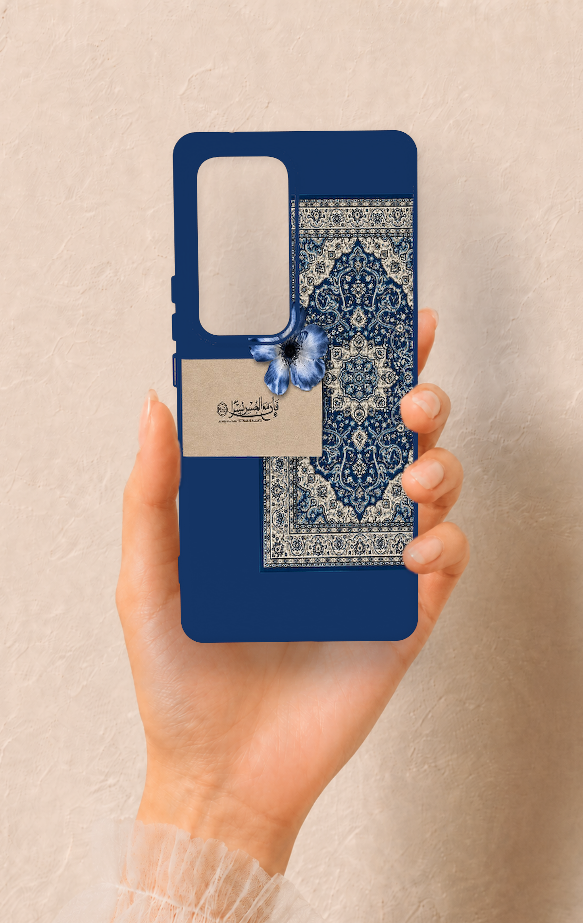 Vivo V30 Uyumlu Mavi Etnik Halı Desenli Silikon Kılıf