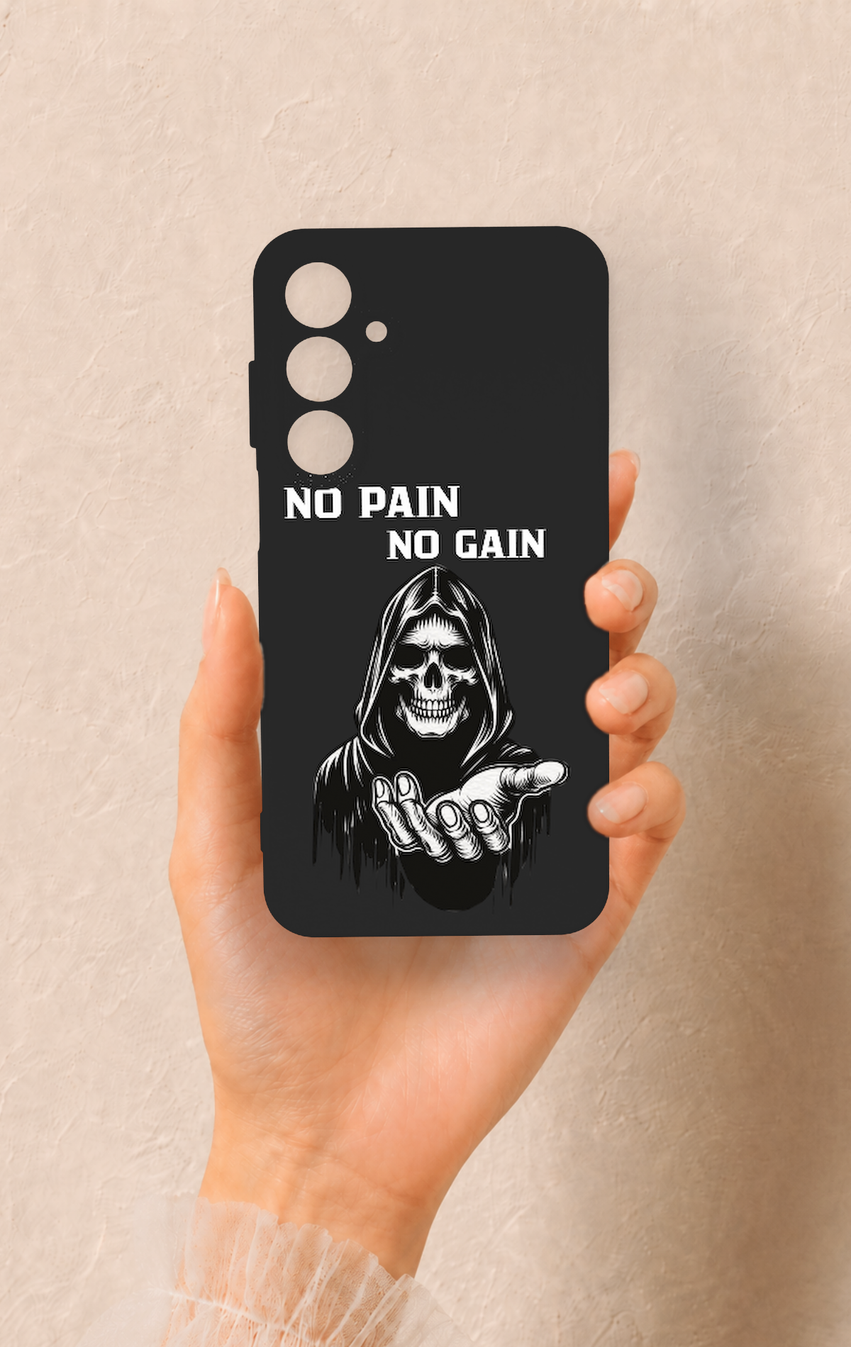 Samsung A55 Uyumlu No Pain No Gain Desenli Silikon Kılıf