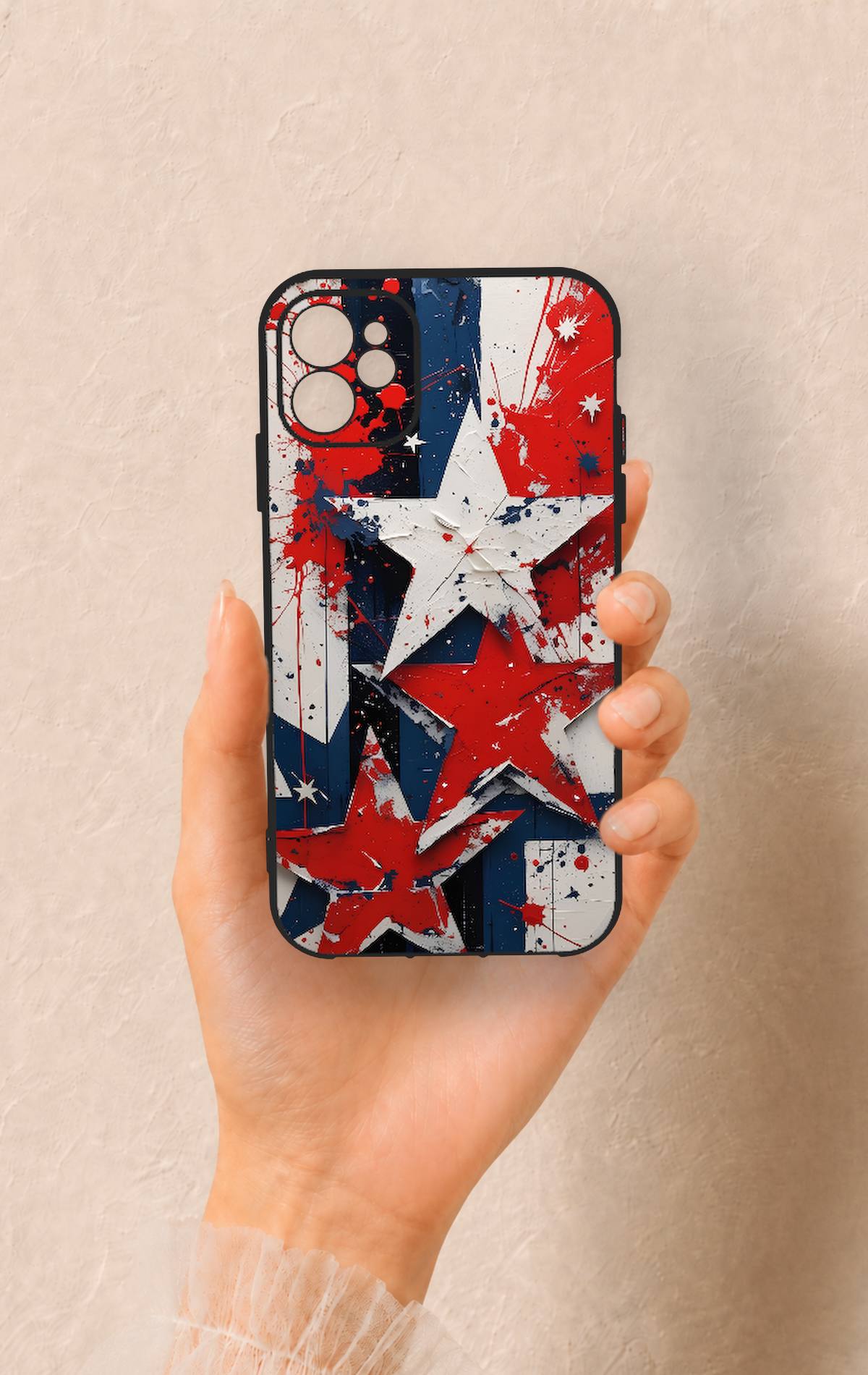 iPhone 11 Uyumlu Star Flag Desenli Silikon Kılıf