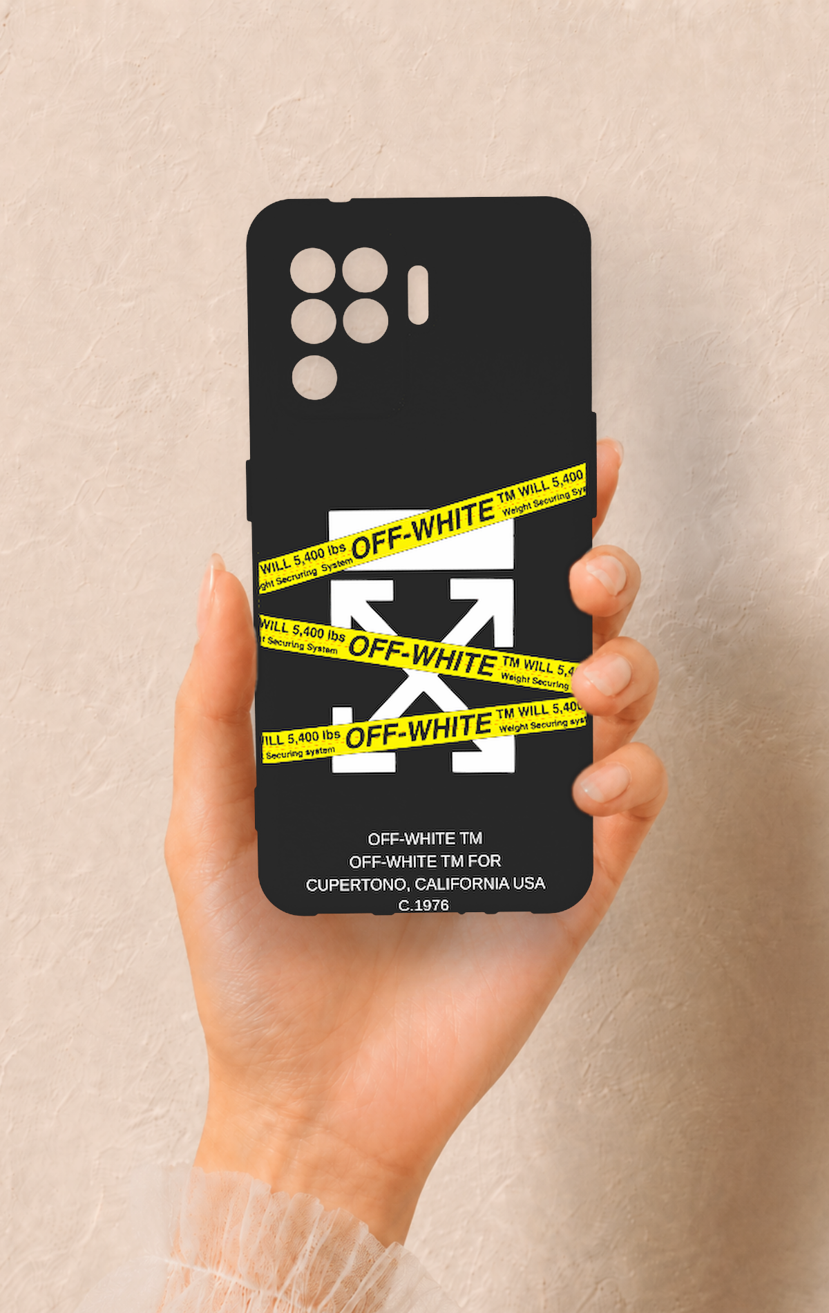 Oppo Reno 5 Lite Uyumlu Off White Desenli Silikon Kılıf