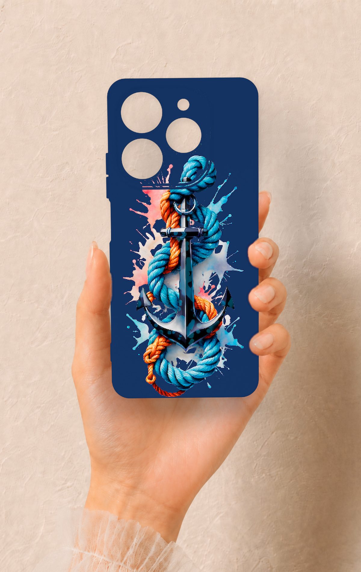 Tecno Spark 10 Pro Uyumlu Anchor Desenli Silikon Kılıf