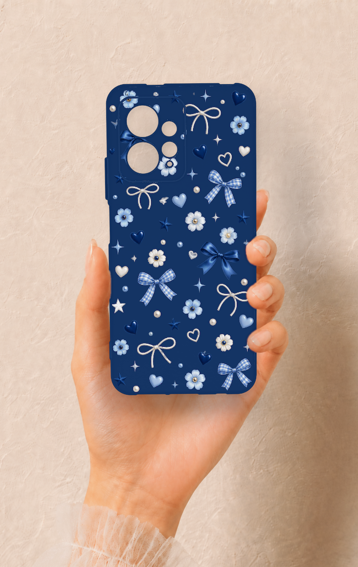 Redmi Note 12 4G Uyumlu Mavi Papatya Fiyonk Desenli Silikon Kılıf