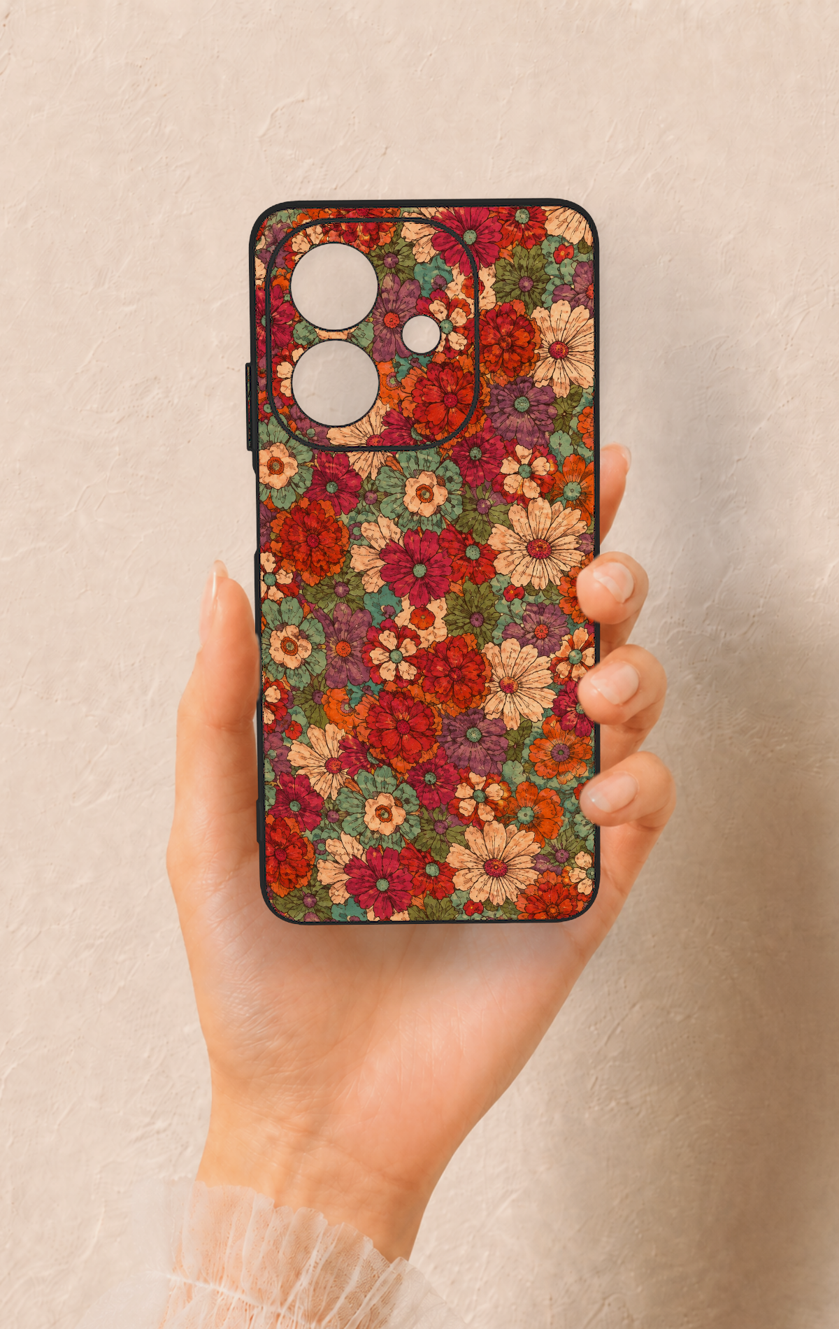 Oppo A3 Uyumlu Pastel Çiçek Bahçesi Desenli Silikon Kılıf