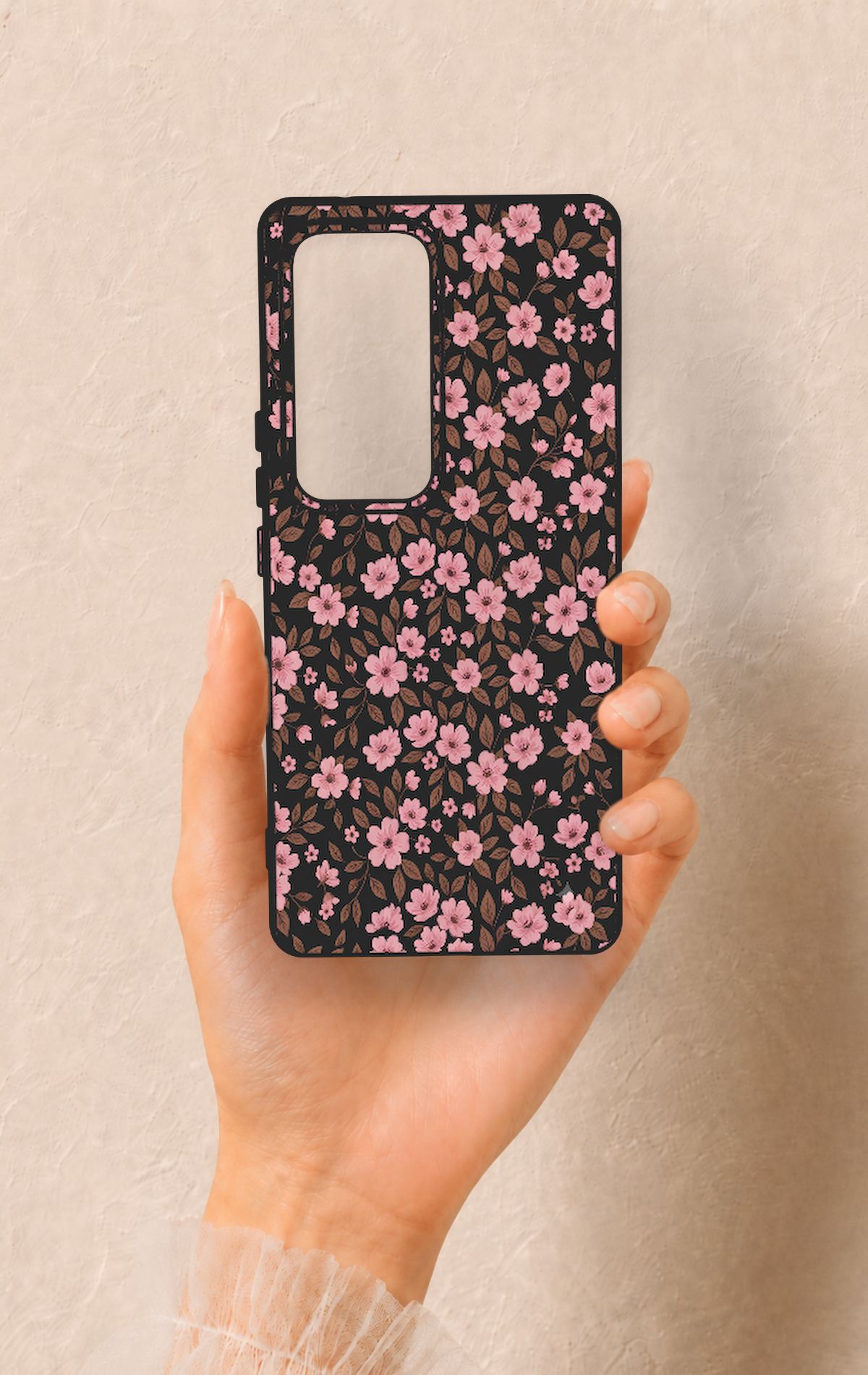 Vivo V30 Uyumlu Mini Pembe Çiçek Desenli Silikon Kılıf