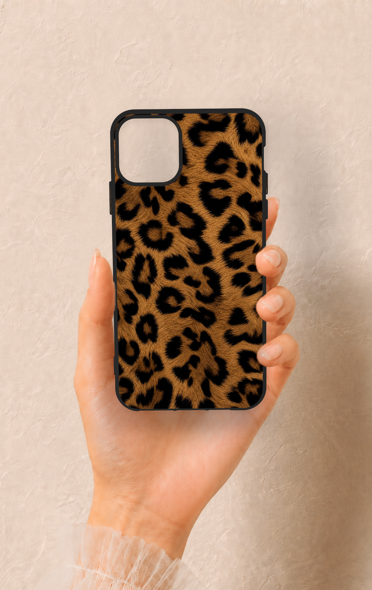 iPhone 11 Pro Max Uyumlu Koyu Leopar Deri Desenli Silikon Kılıf