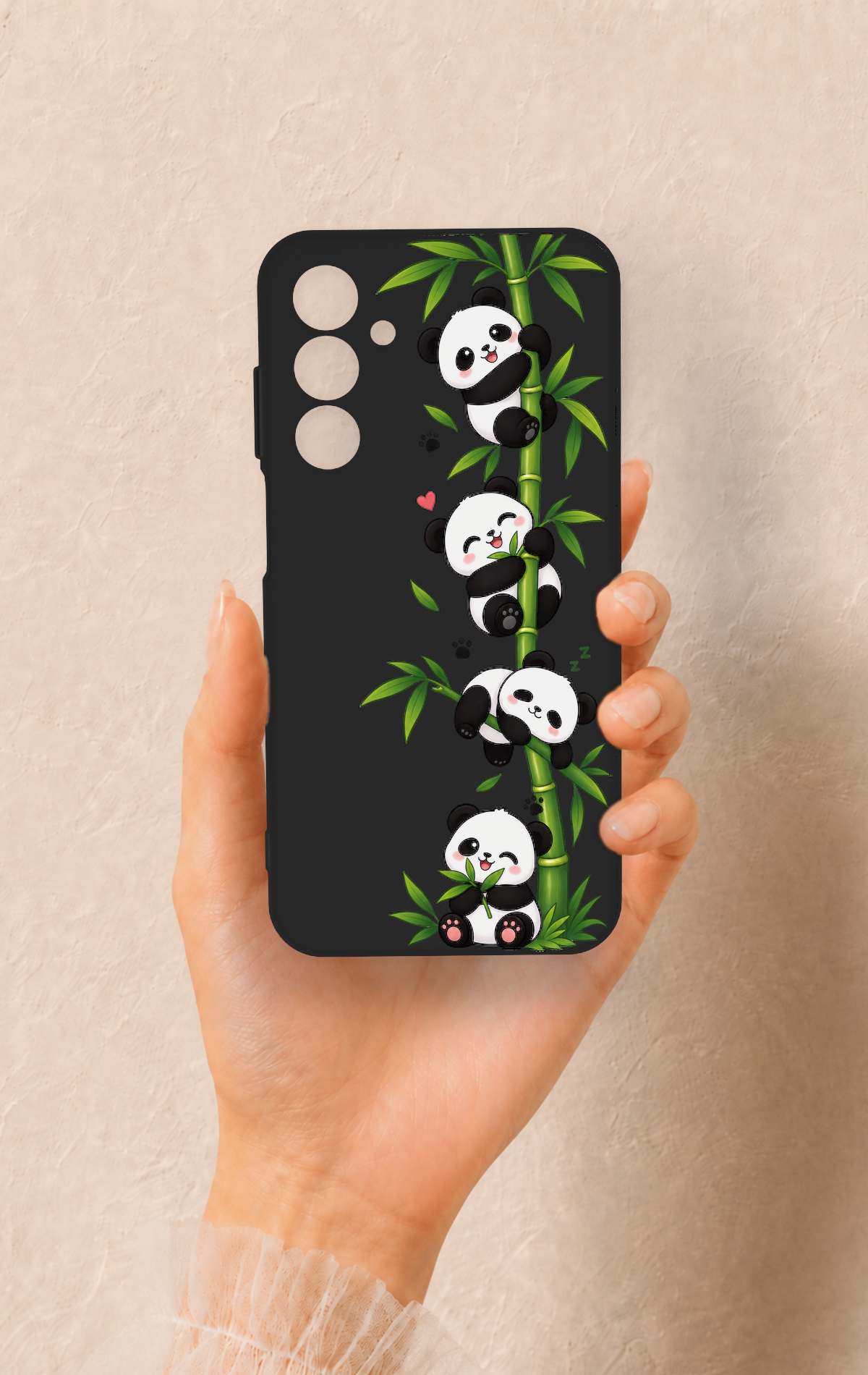 Samsung A25 Uyumlu Sevimli Panda Bambu Desenli Silikon Kılıf