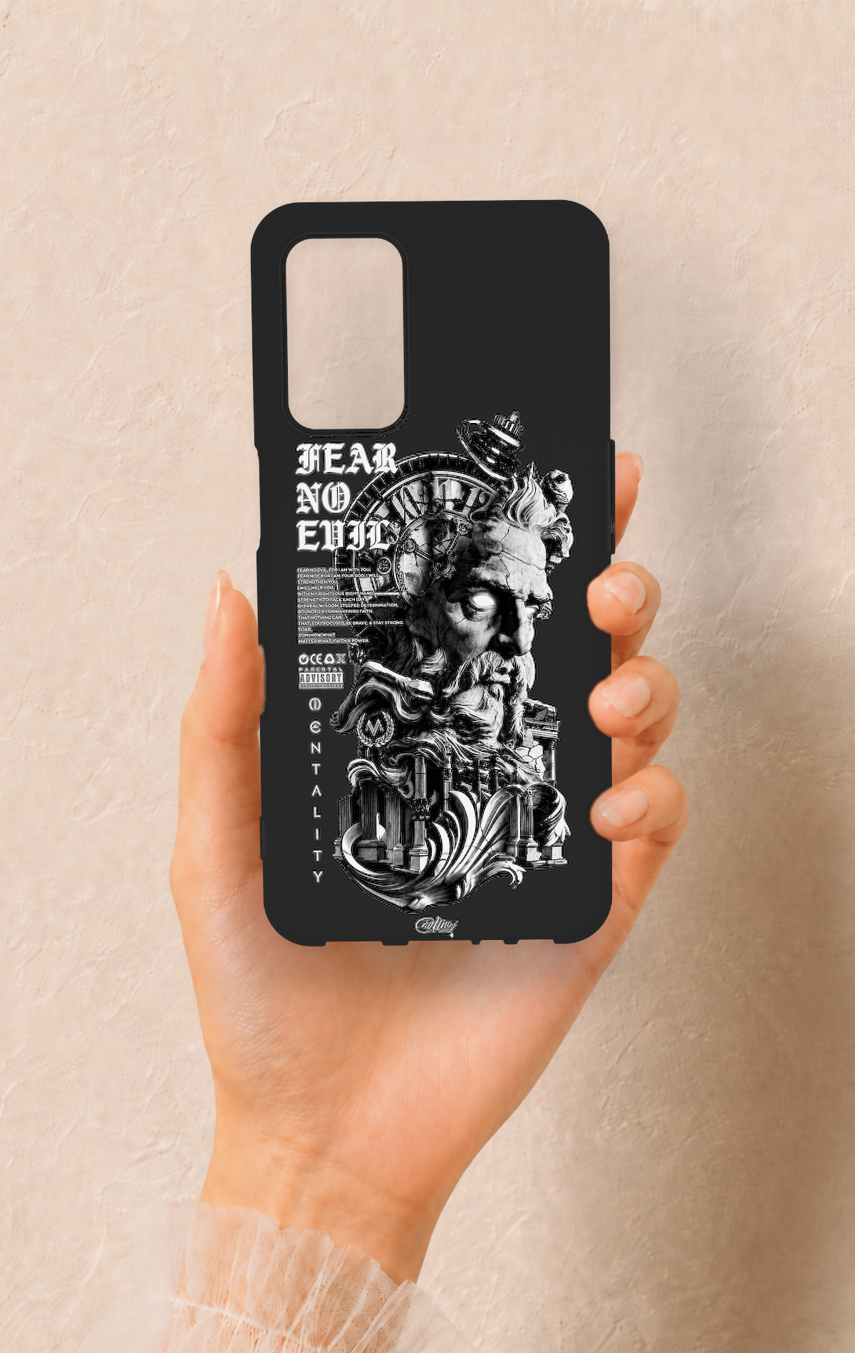 Oppo A55 Uyumlu Fear No Evil Desenli Silikon Kılıf
