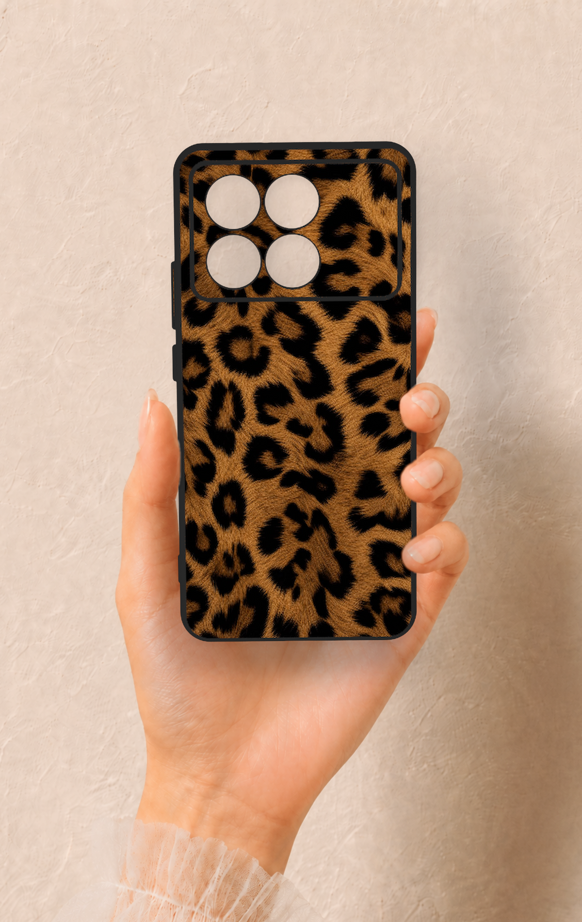 Poco X6 Pro Uyumlu Koyu Leopar Deri Desenli Silikon Kılıf