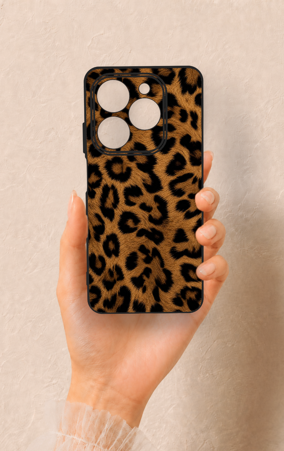 Tecno Spark 20C Uyumlu Koyu Leopar Deri Desenli Silikon Kılıf