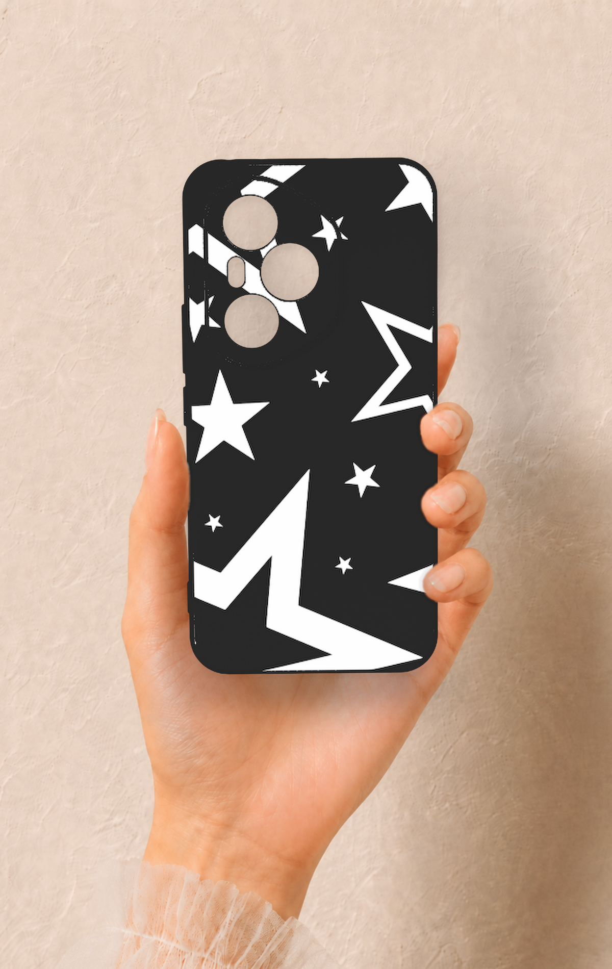 Honor 400 Pro Uyumlu Siyah Mega Star Desenli Silikon Kılıf