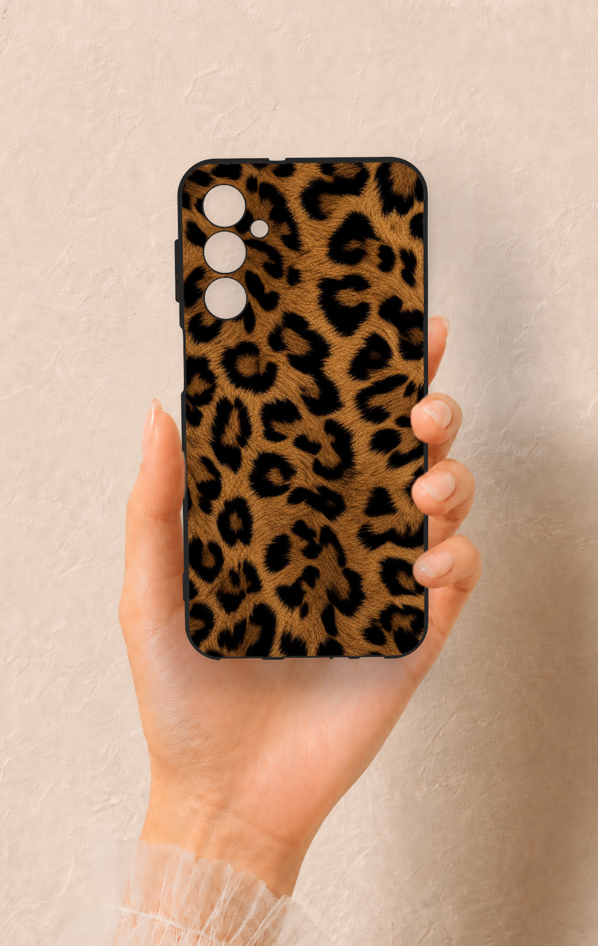 Samsung M34 Uyumlu Koyu Leopar Deri Desenli Silikon Kılıf