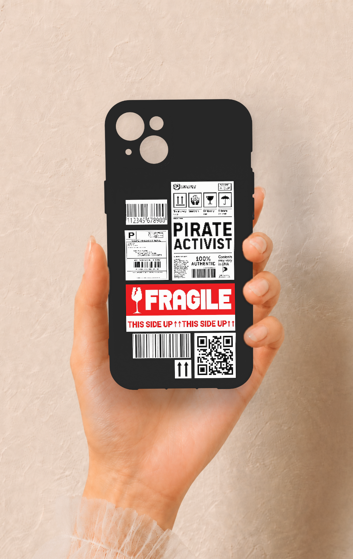 iPhone 14 Plus/15 Plus Uyumlu Fragile Desenli Silikon Kılıf