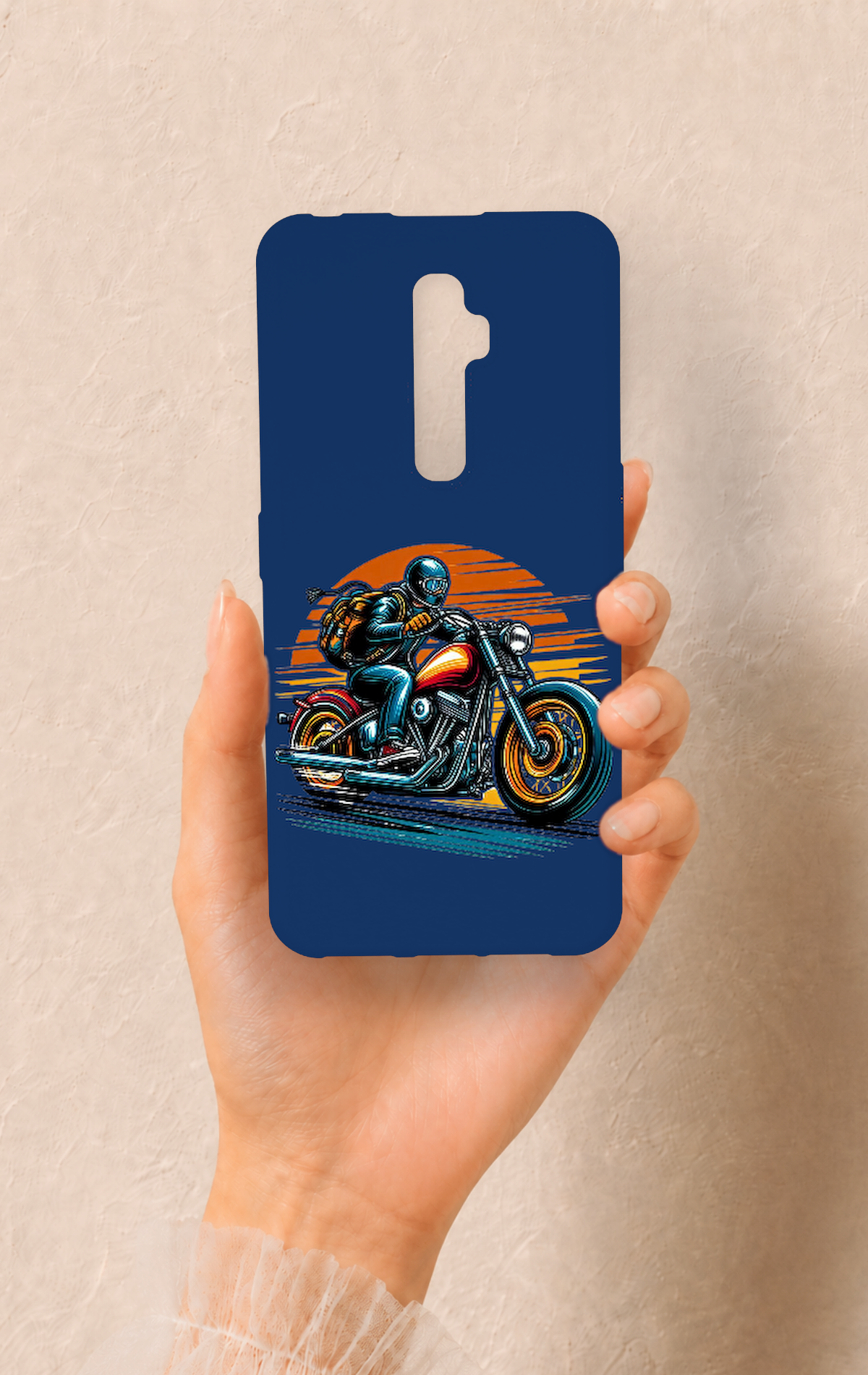 Oppo Reno 2Z Uyumlu Moto Rider Desenli Silikon Kılıf