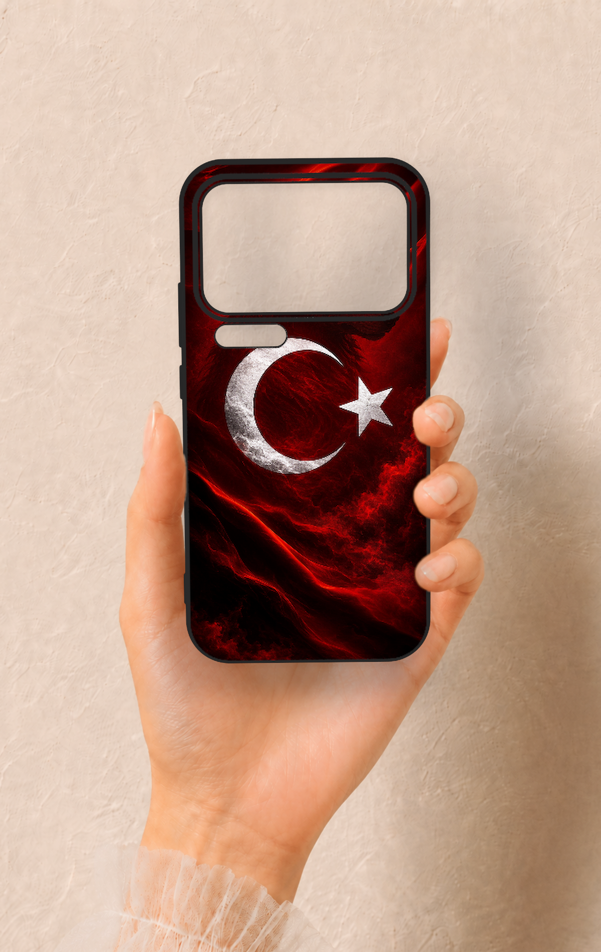 Mi 17 Pro Max Uyumlu Kurt Türk Bayrağı Desenli Silikon Kılıf
