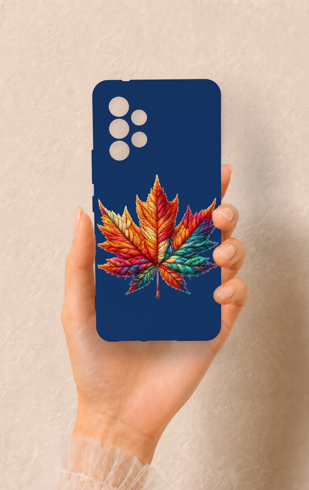 Samsung A53 Uyumlu Renkli Yaprak Desenli Silikon Kılıf