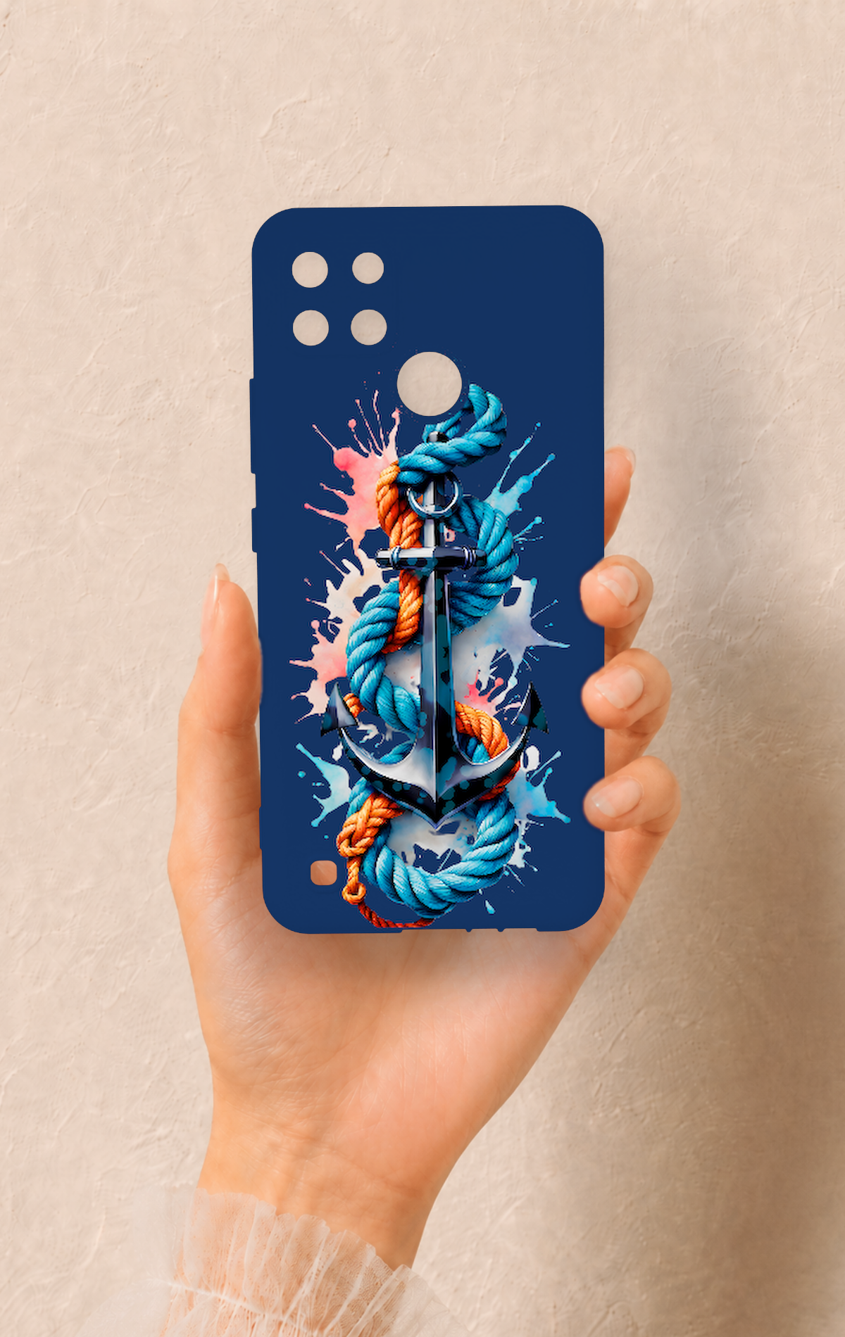 Realme C21Y Uyumlu Anchor Desenli Silikon Kılıf