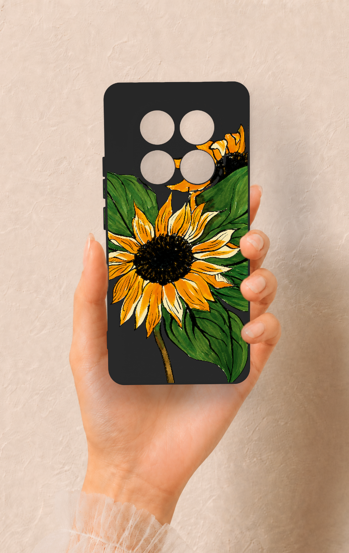 Redmi Note 14 Pro 5G Uyumlu Ay Çiçeği Desenli Silikon Kılıf