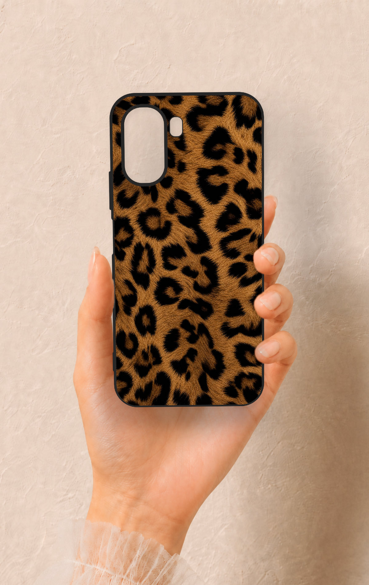 Oppo A6T Uyumlu Koyu Leopar Deri Desenli Silikon Kılıf