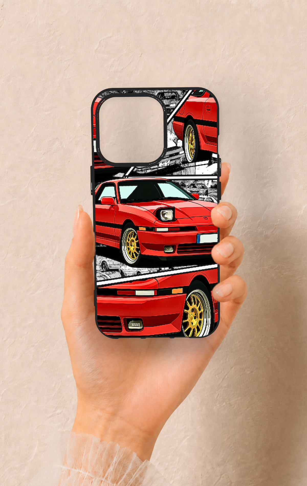 iPhone 13 Pro Uyumlu Kırmızı Supra Desenli Silikon Kılıf