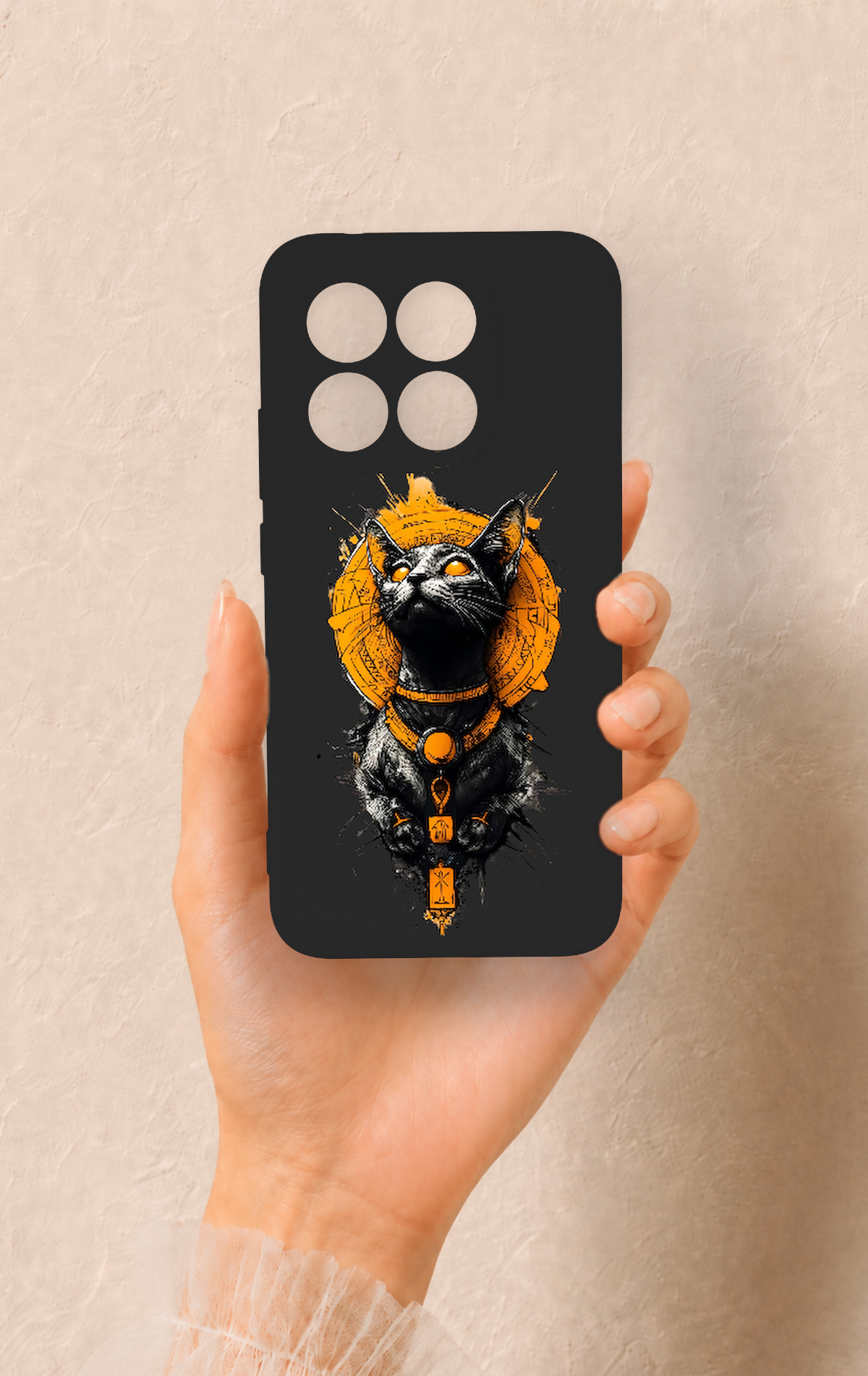 Mi 15T 5G Uyumlu Mısırlı Kedi Tanrısı Desenli Silikon Kılıf