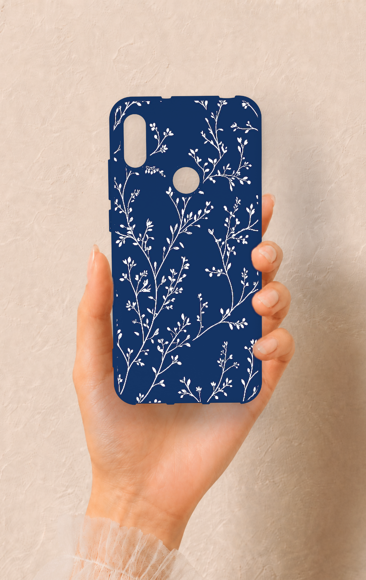 Huawei Y6 2019 Uyumlu İnce Yaprak Dalı Desenli Silikon Kılıf