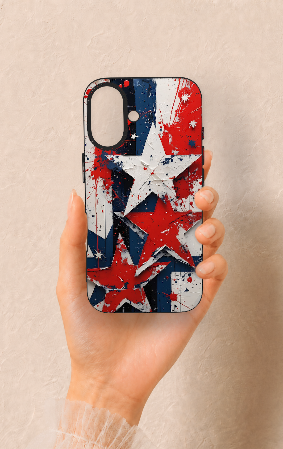 iPhone 16 Uyumlu Star Flag Desenli Silikon Kılıf