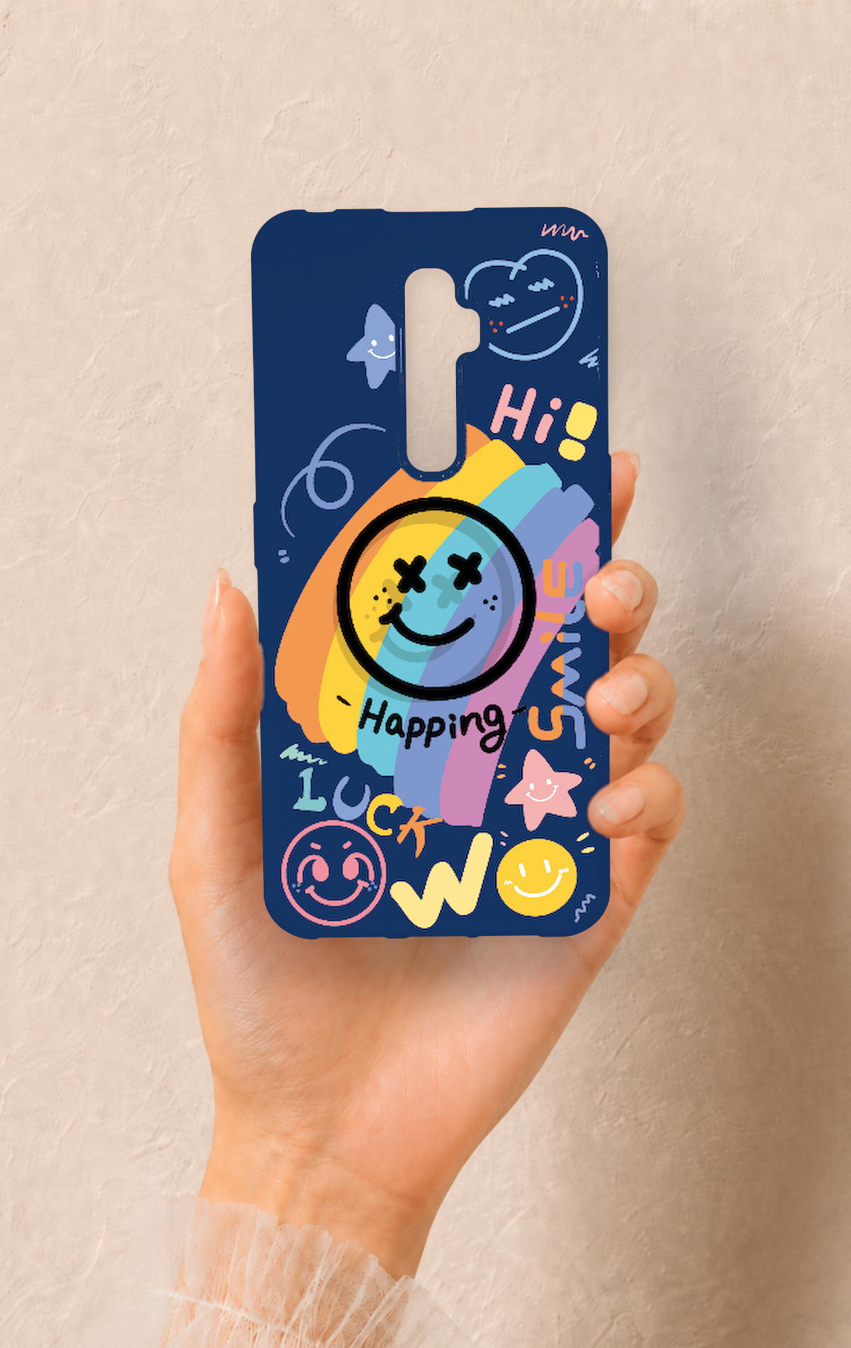 Oppo Reno 2Z Uyumlu Happing Smile Desenli Silikon Kılıf