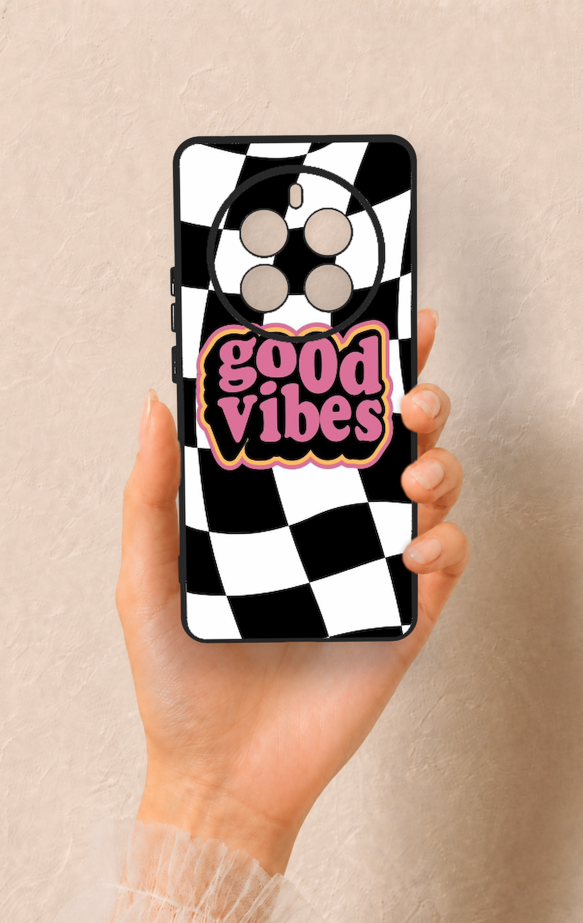Realme 12 Pro Uyumlu Black Good Vibes Desenli Silikon Kılıf