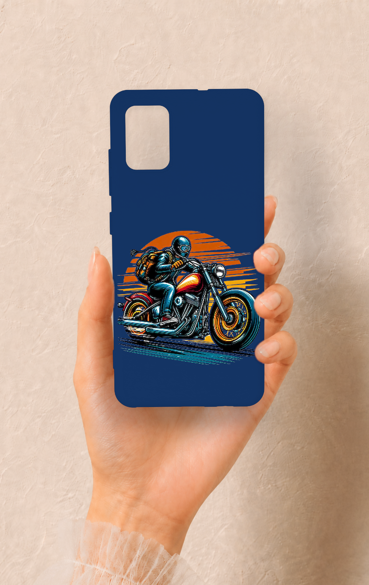 Saamsung A51 Uyumlu Moto Rider Desenli Silikon Kılıf