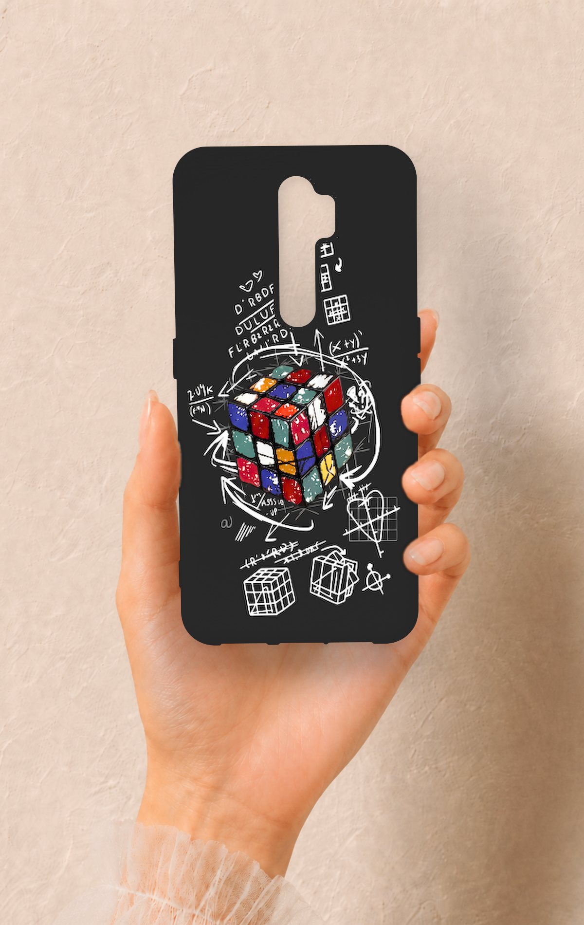 Oppo A5 2020 Uyumlu Rubik Küb Desenli Silikon Kılıf