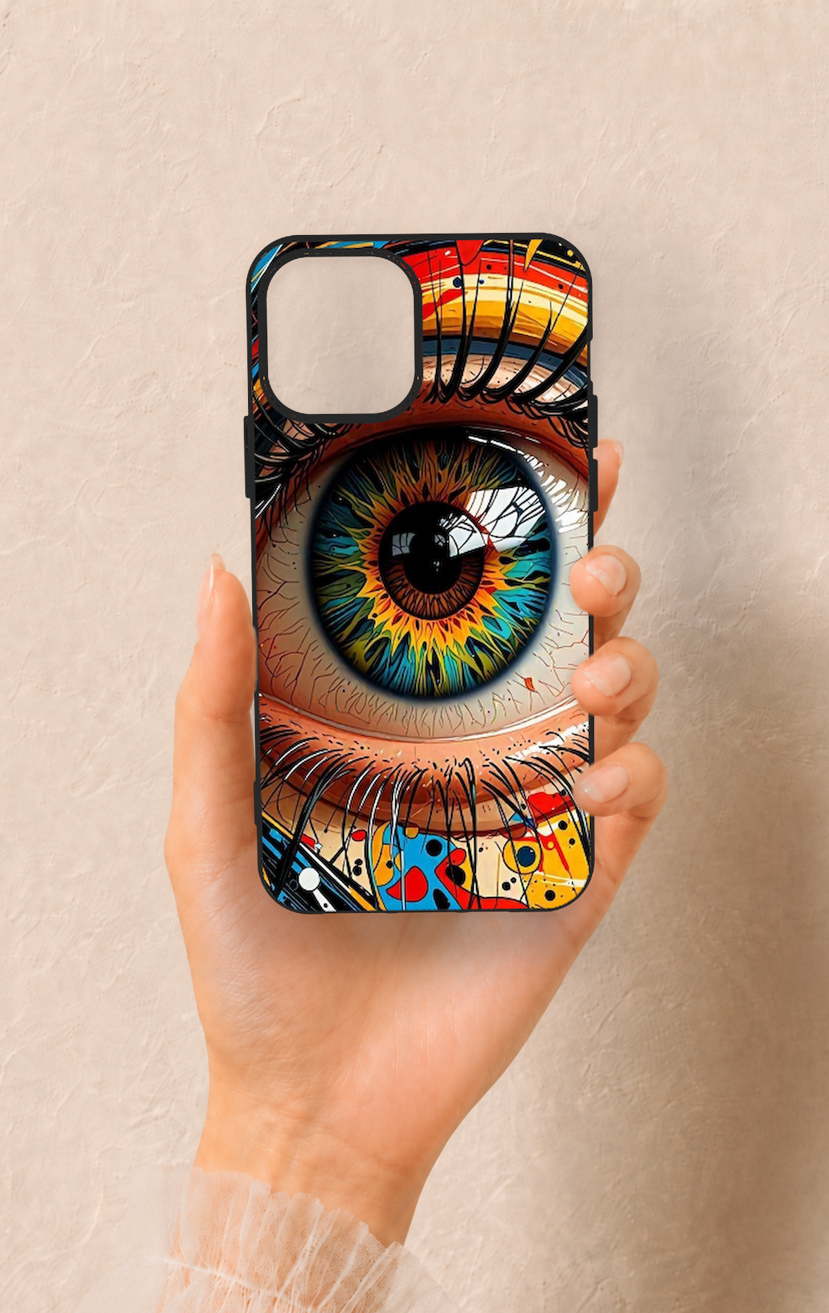 iPhone 12-12PRO Uyumlu Renkli Göz Bebeği Desenli Silikon Kılıf