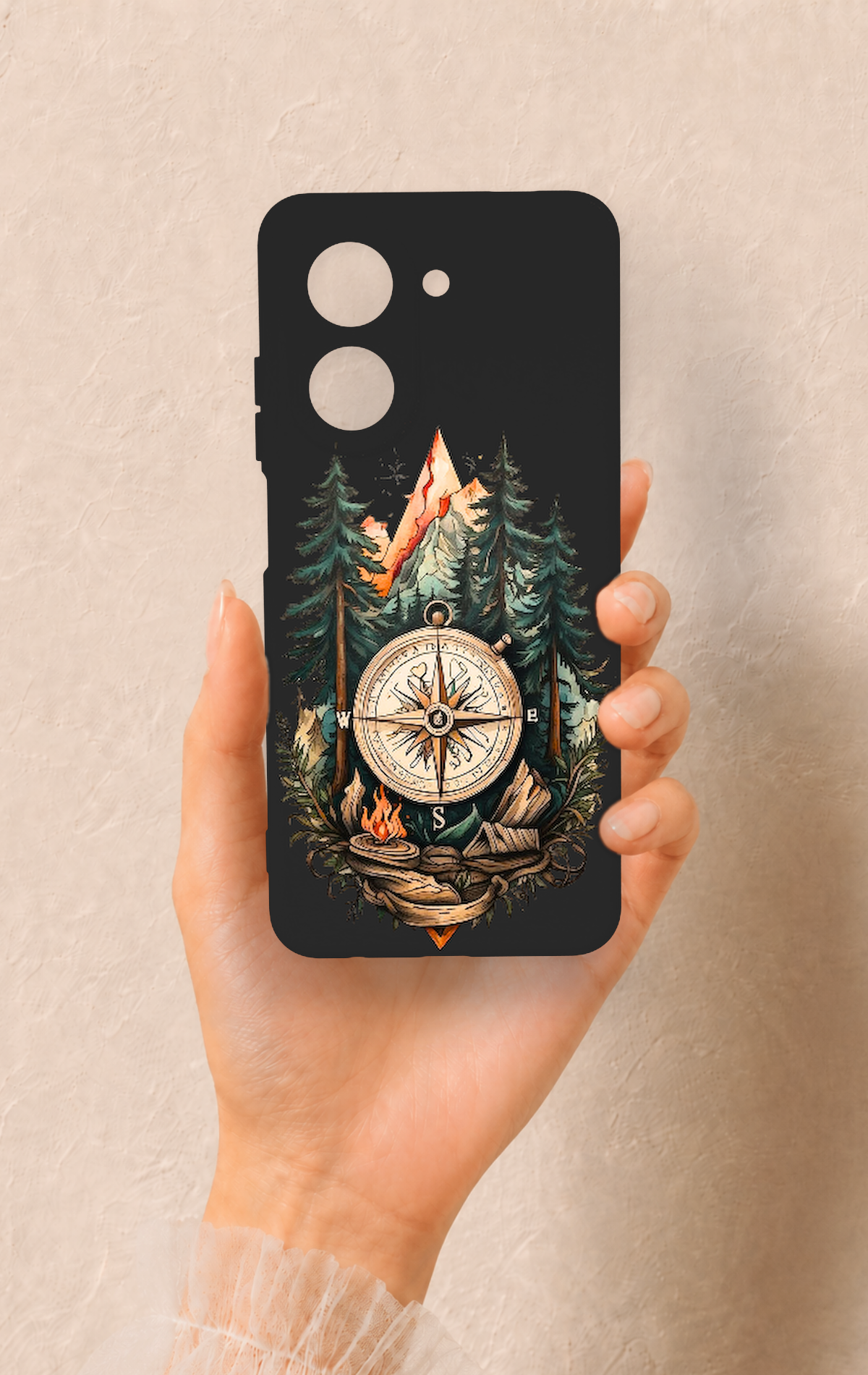 Redmi A5 Uyumlu Pusula Orman Desenli Silikon Kılıf