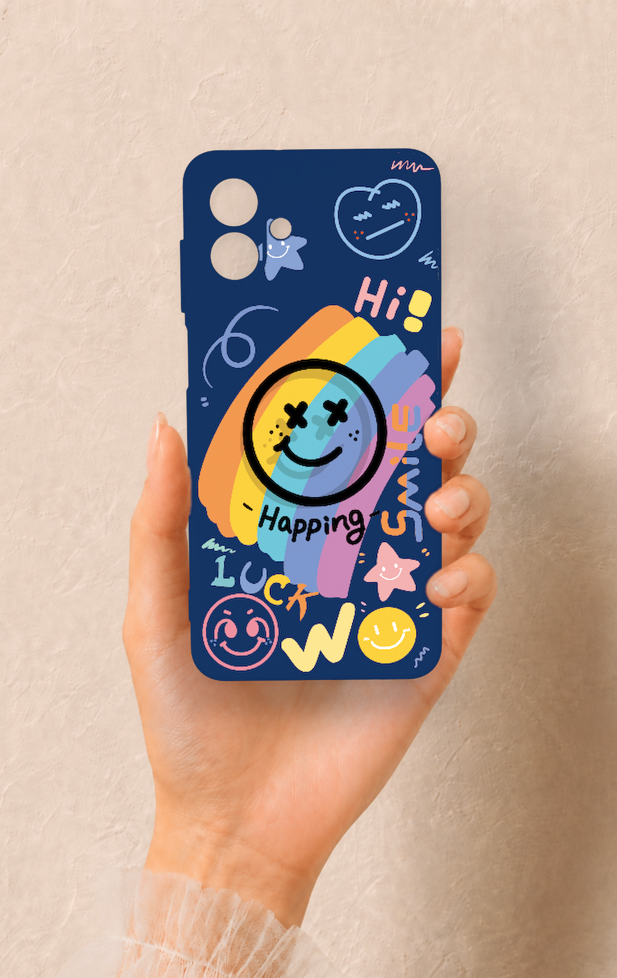 Samsung A07 Uyumlu Happing Smile Desenli Silikon Kılıf