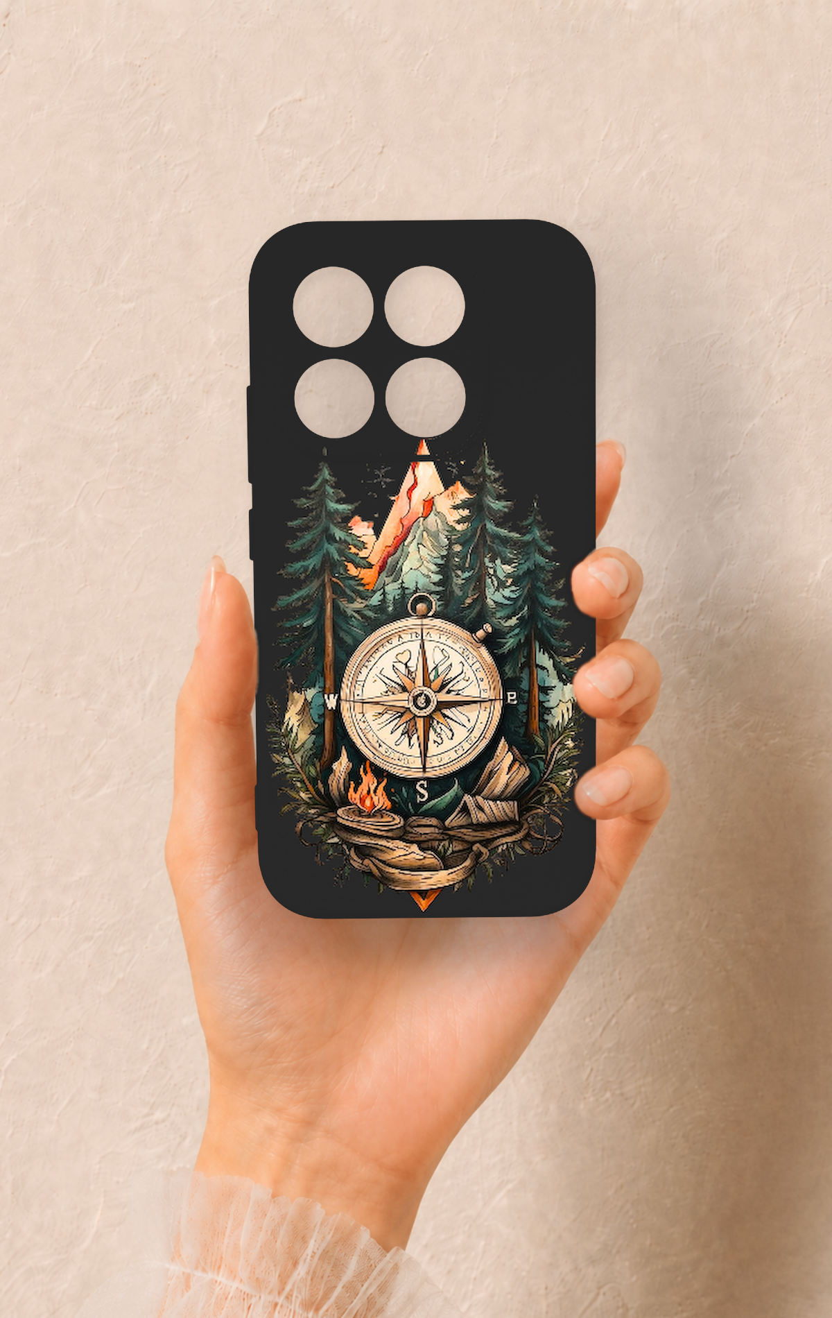Xiaomi Mi 17 5G Uyumlu Pusula Orman Desenli Silikon Kılıf