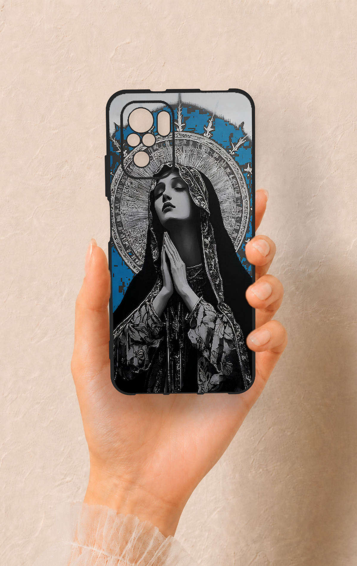 Redmi Note 10-10S Uyumlu Rahibe Desenli Silikon Kılıf