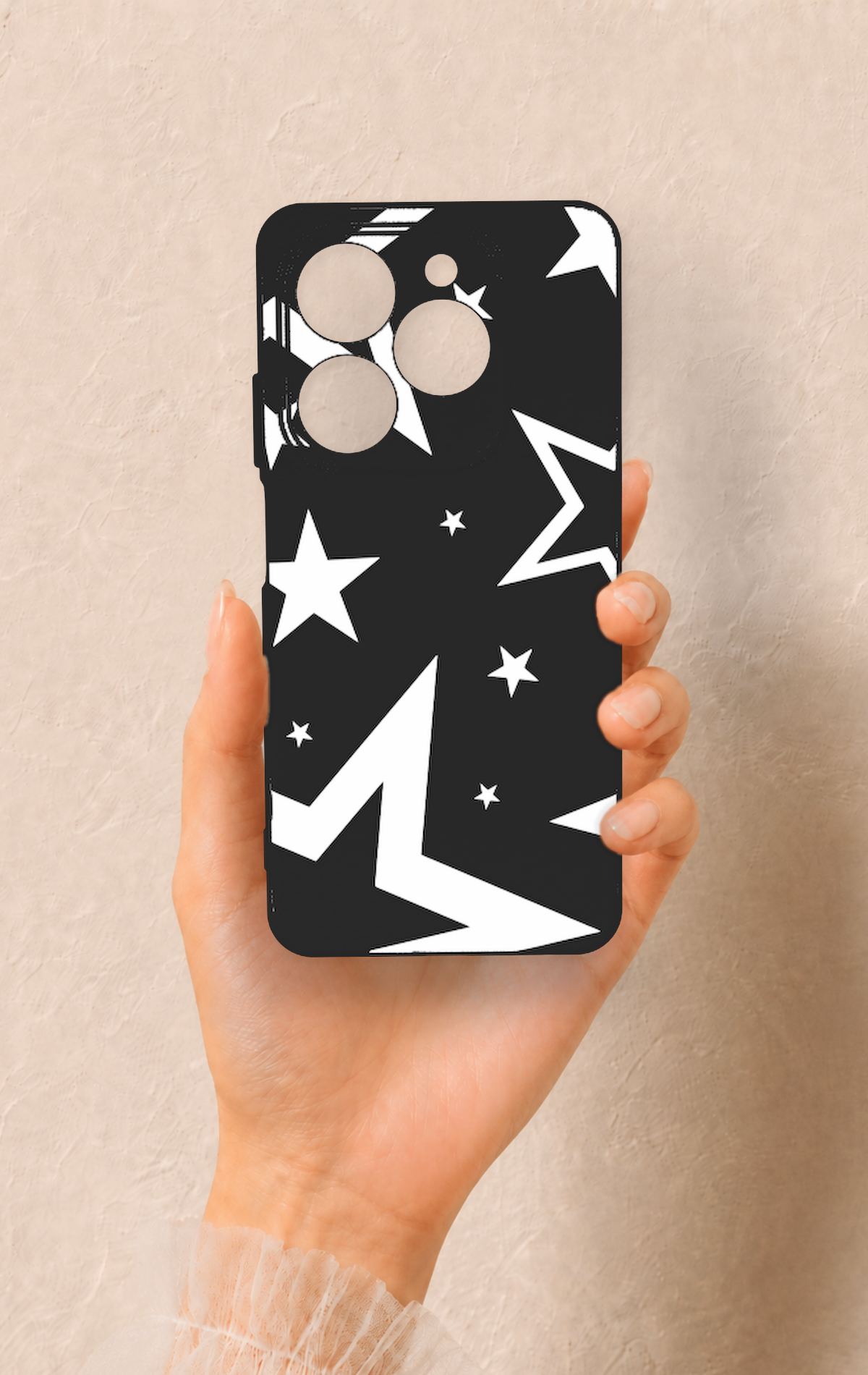 Tecno Spark 20C Uyumlu Siyah Mega Star Desenli Silikon Kılıf