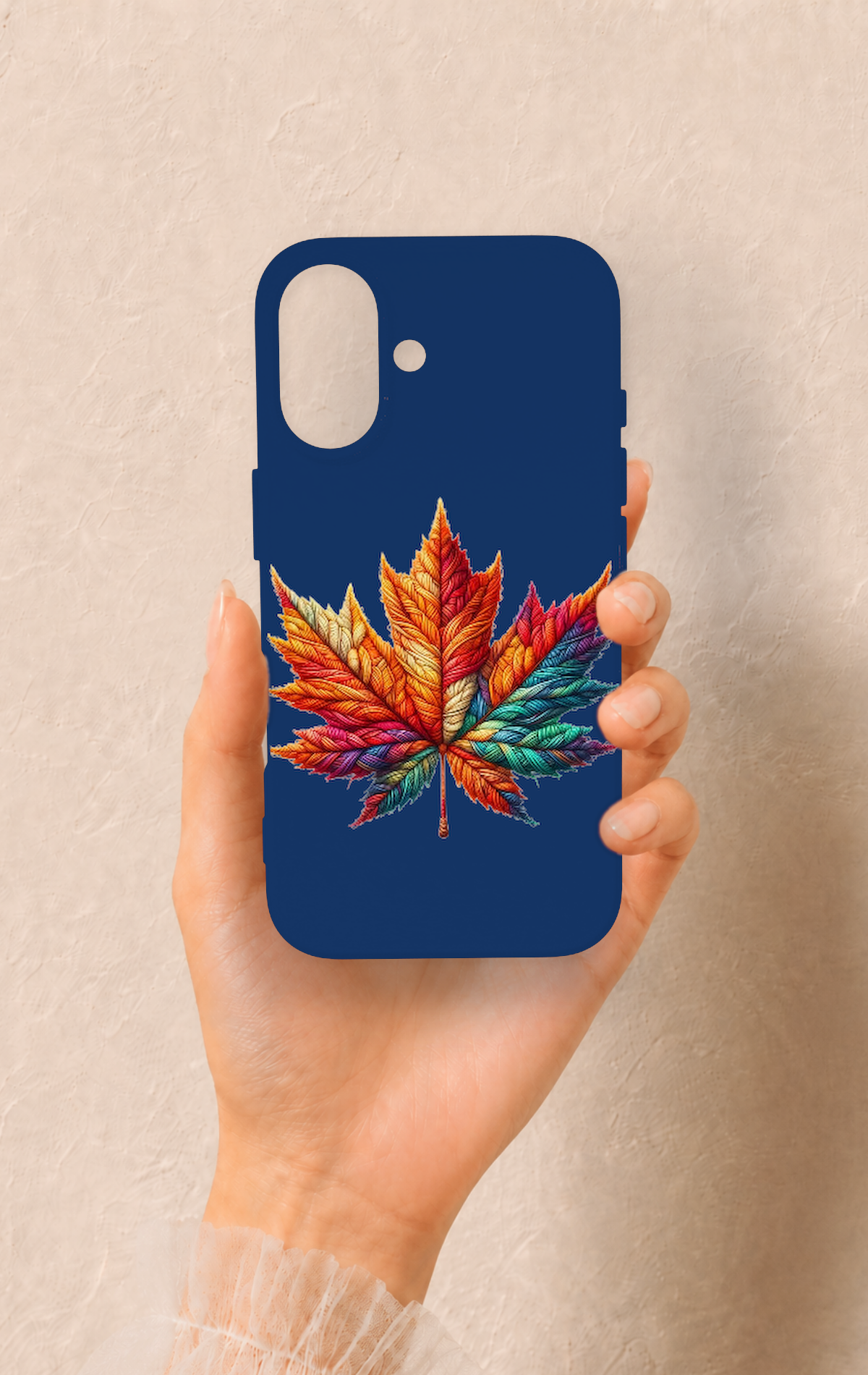 iPhone 16 Uyumlu Renkli Yaprak Desenli Silikon Kılıf