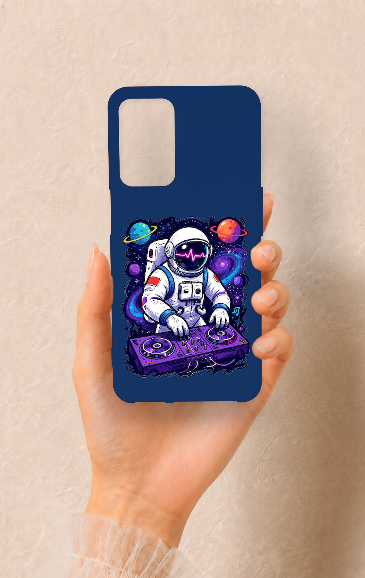Oppo A16 Uyumlu Astronot DJ Desenli Silikon Kılıf