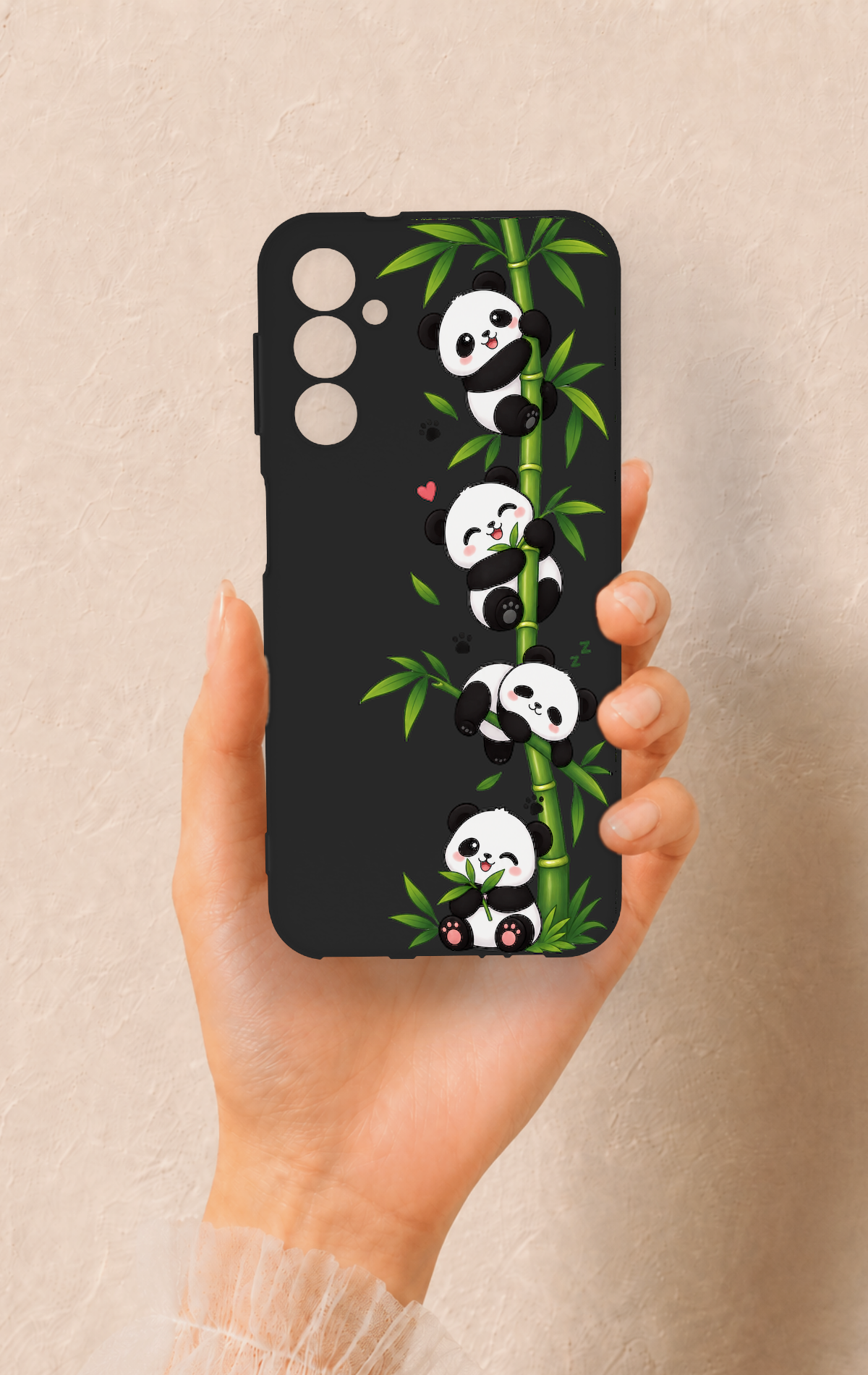 Samsung A14 Uyumlu Sevimli Panda Bambu Desenli Silikon Kılıf