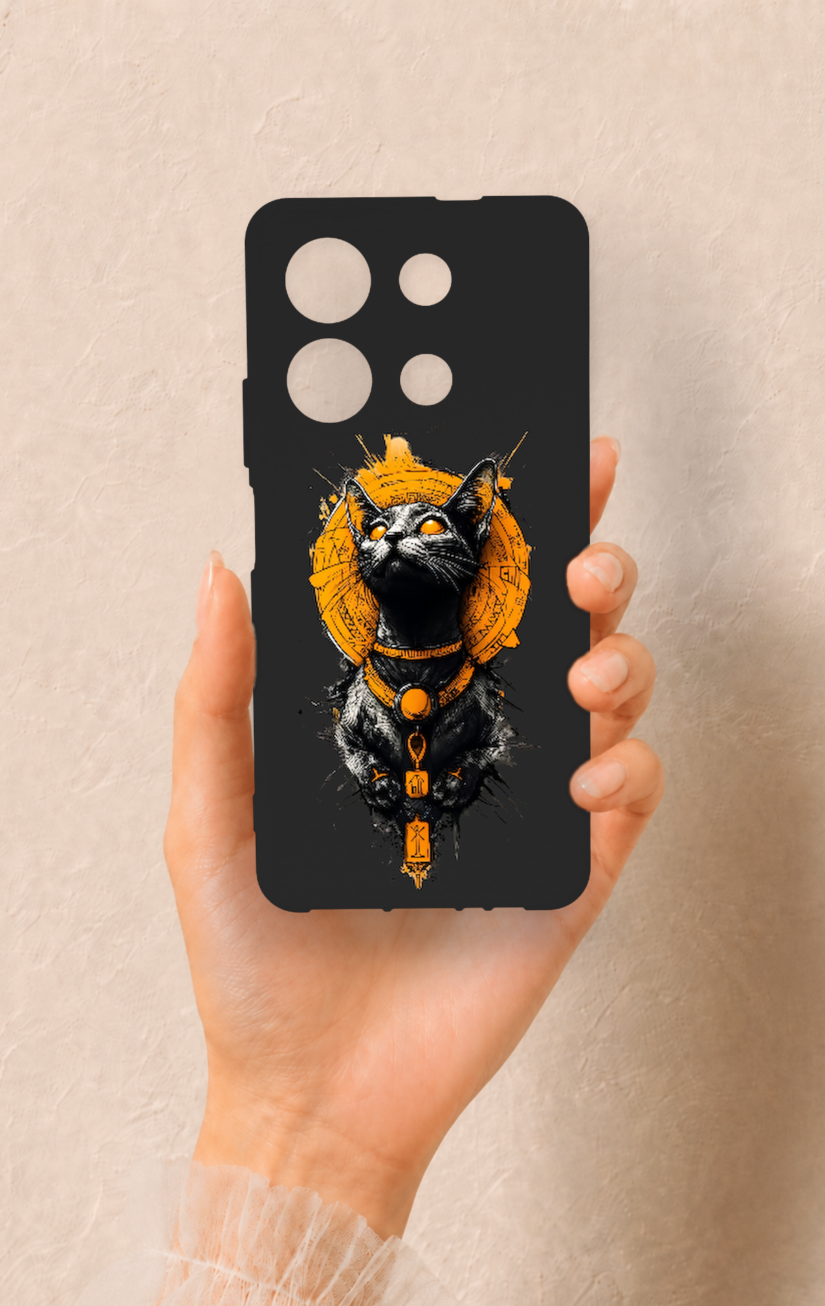 İnfinix Note 30 Uyumlu Mısırlı Kedi Tanrısı Desenli Silikon Kılıf
