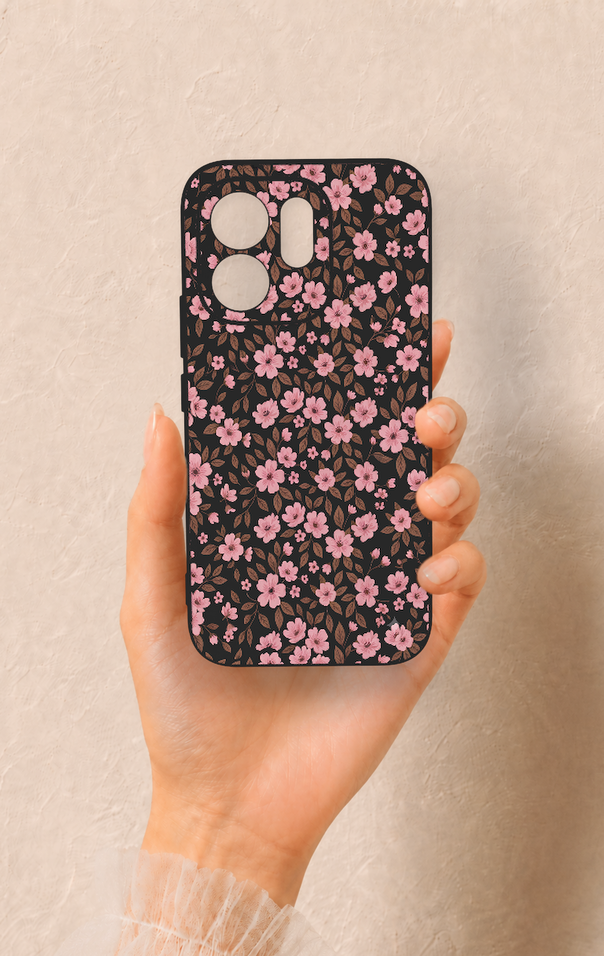 Vivo V70 5G Uyumlu Mini Pembe Çiçek Desenli Silikon Kılıf